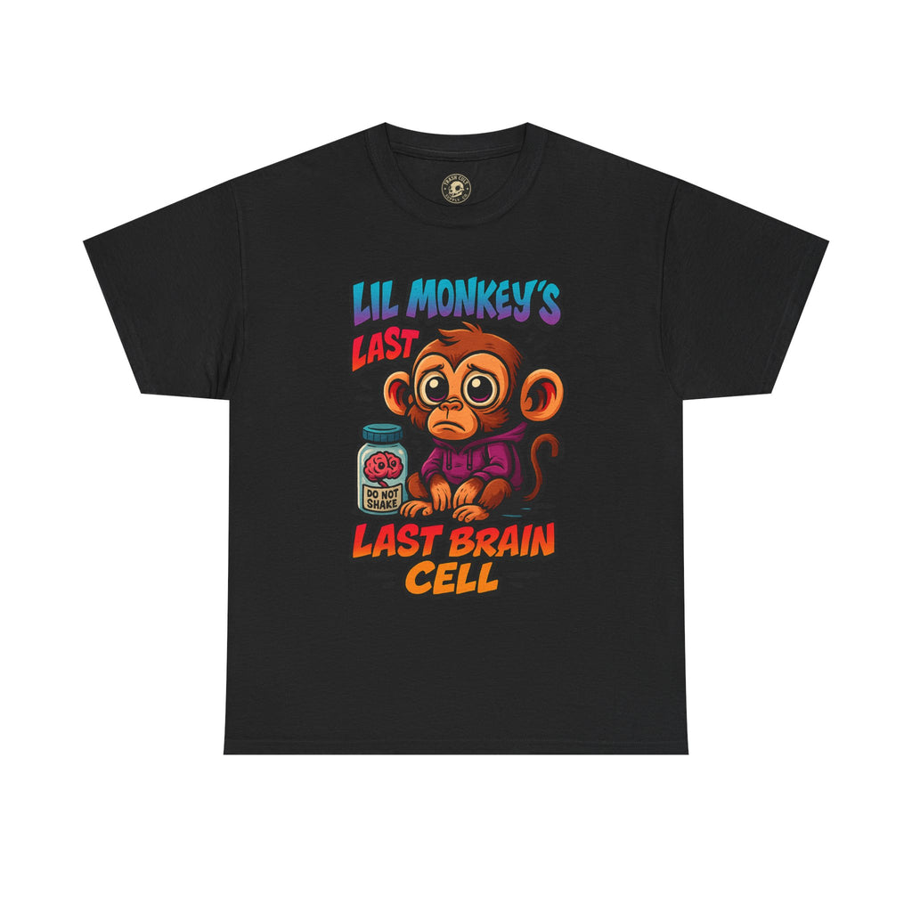 Lil Monkey’s Last Brain Cell Tee – Funny ADHD Cartoon Shirt – Gildan Heavy Cotton
