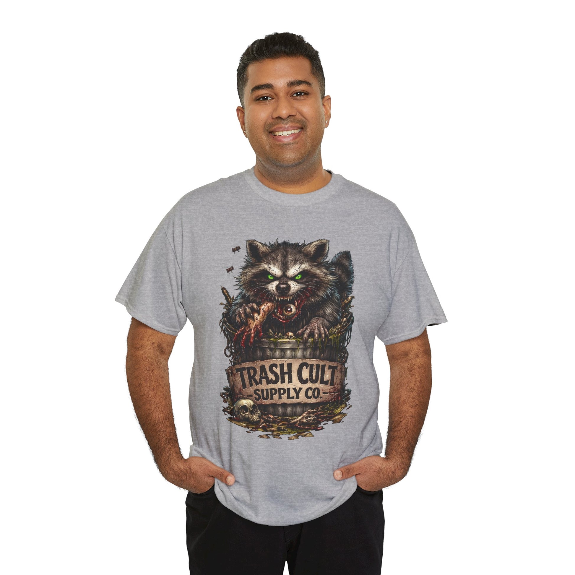 Raccoon 'Trash Cult Supply Co.' Graphic Tee — Vintage Grunge Animal Streetwear