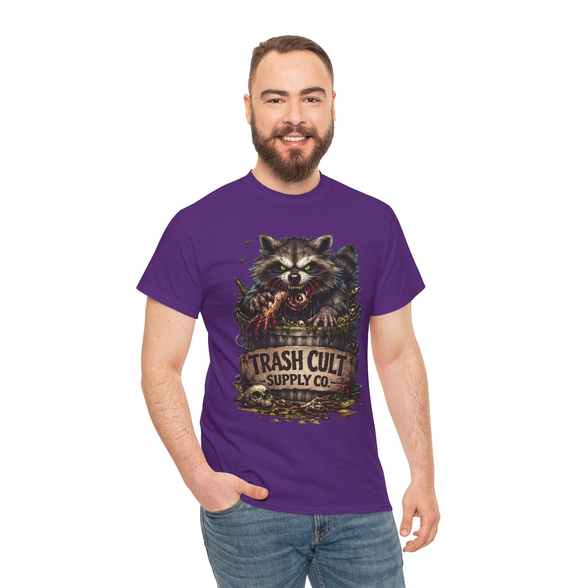 Raccoon 'Trash Cult Supply Co.' Graphic Tee — Vintage Grunge Animal Streetwear