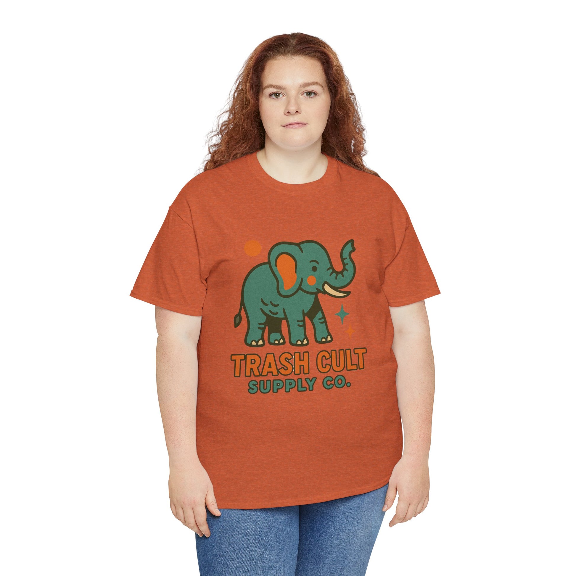 Trash Cult Elephant Unisex Heavy Cotton Tee, Eco-Friendly Shirt, Cool Casual Tee, Gift for Animal Lovers, Vintage Style T-Shirt