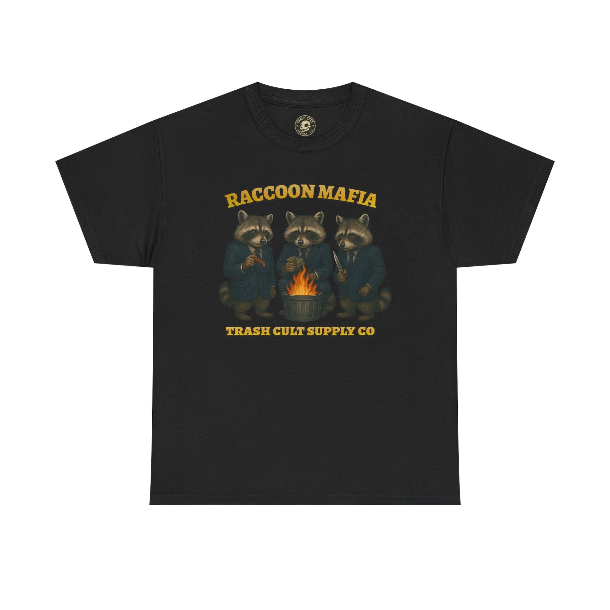 Raccoon Mafia T-Shirt – Realistic Gangster Raccoons in Suits | Trash Cult Supply Co | Gildan 5000