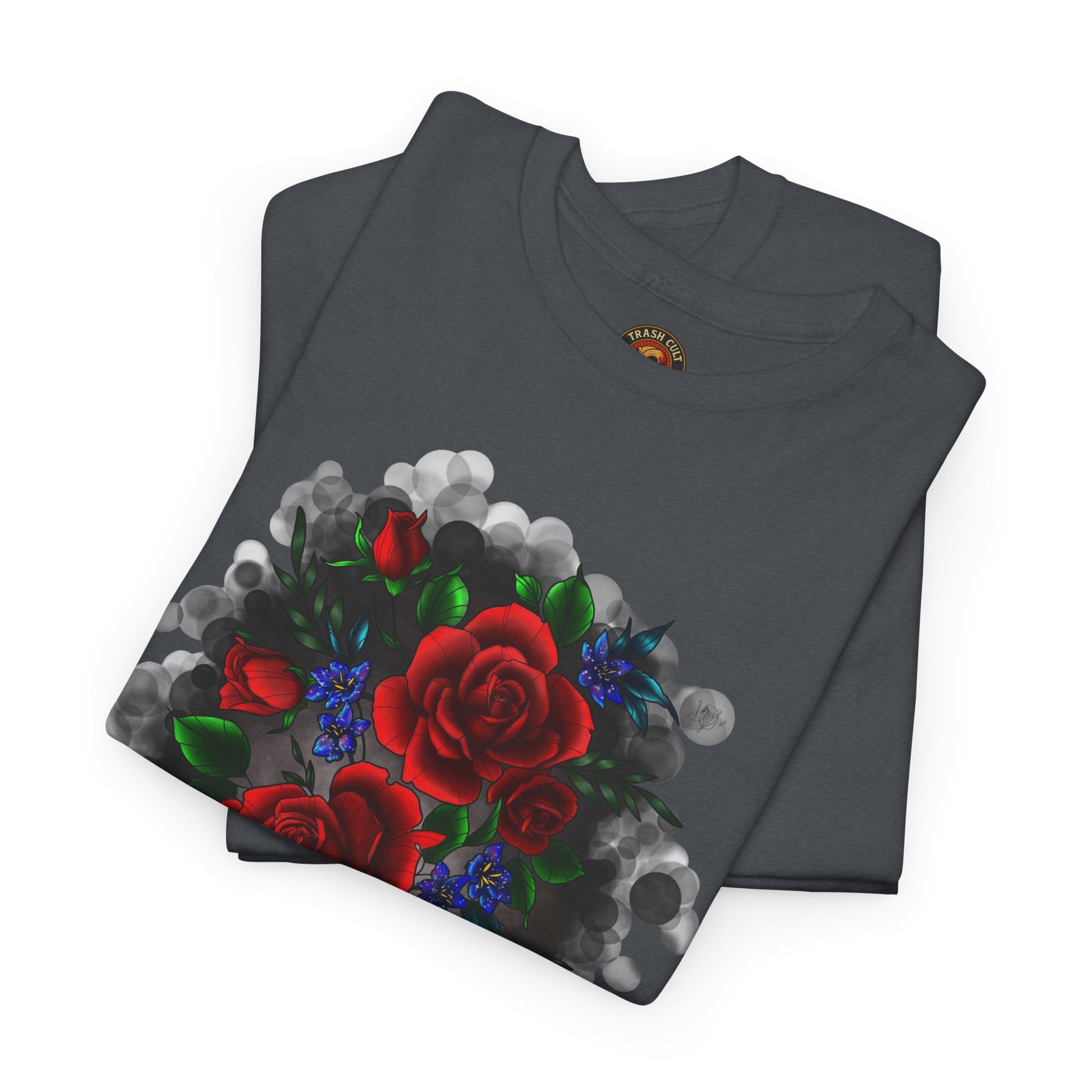 Floral Smoke Tattoo T-Shirt – Lara Davenport x Trash Cult Supply Co. Collab (Gildan 5000)