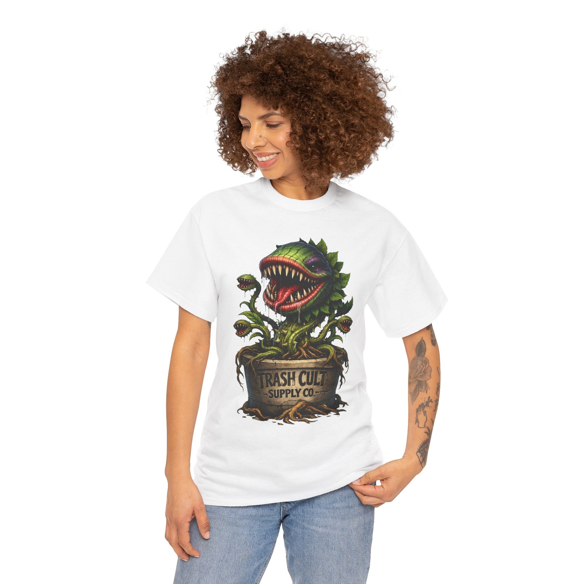 Carnivorous Plant Graphic Tee — "Trash Cult Supply Co." Potted Monster Shirt