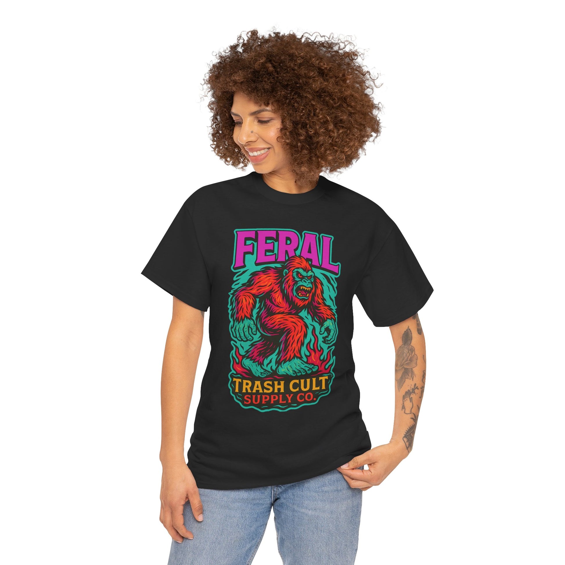 FERAL Bigfoot Shirt – Trashcore Bold Colors | Trash Cult Supply Co | Gildan 5000 Tee