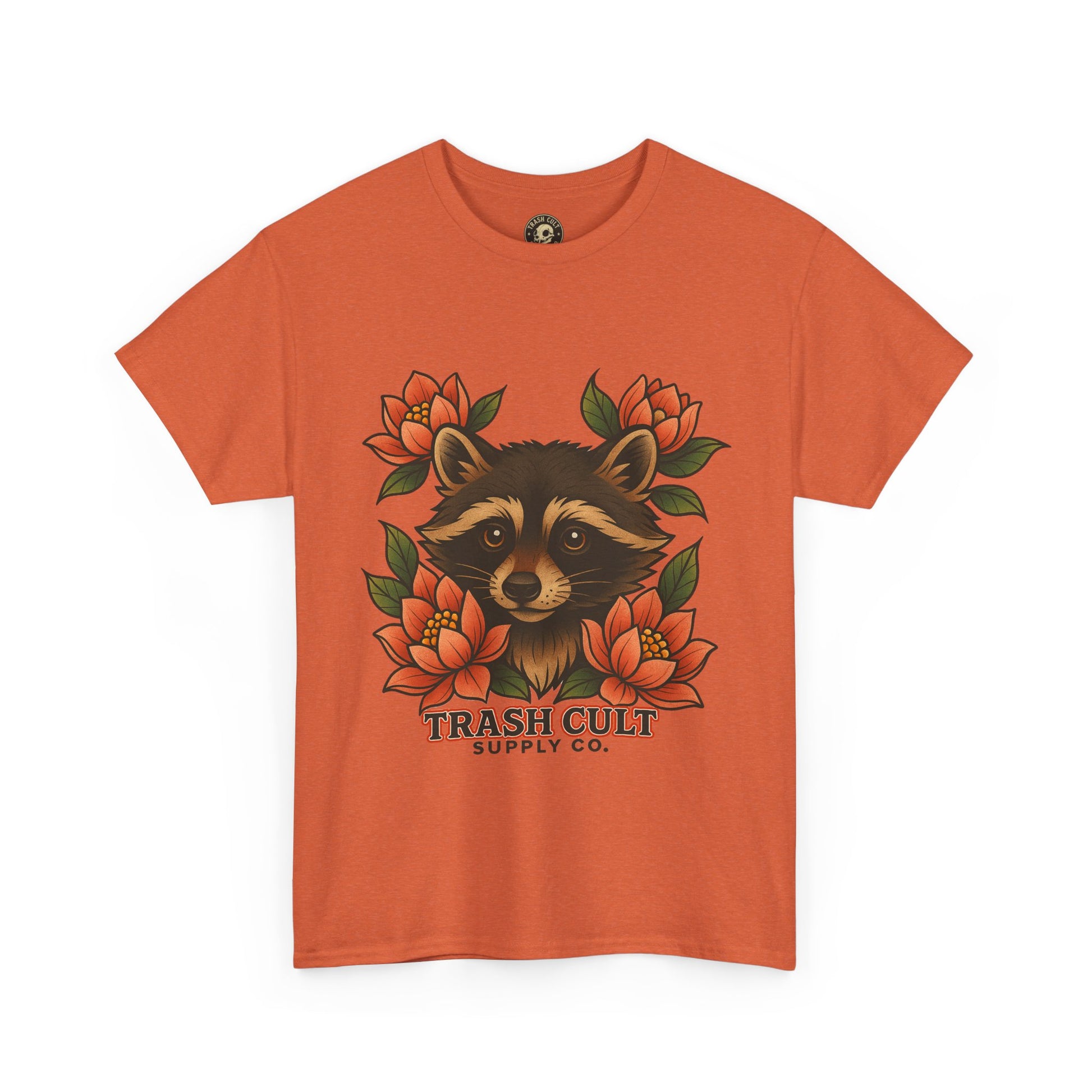 Neo-Traditional Raccoon & Lotus Tattoo Shirt – Trash Cult Supply Co. – Gildan 5000