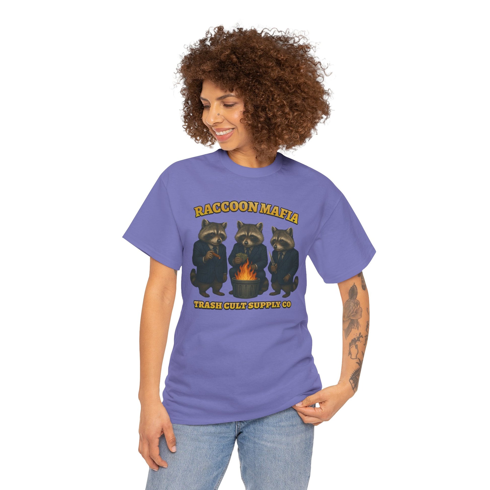 Raccoon Mafia T-Shirt – Realistic Gangster Raccoons in Suits | Trash Cult Supply Co | Gildan 5000
