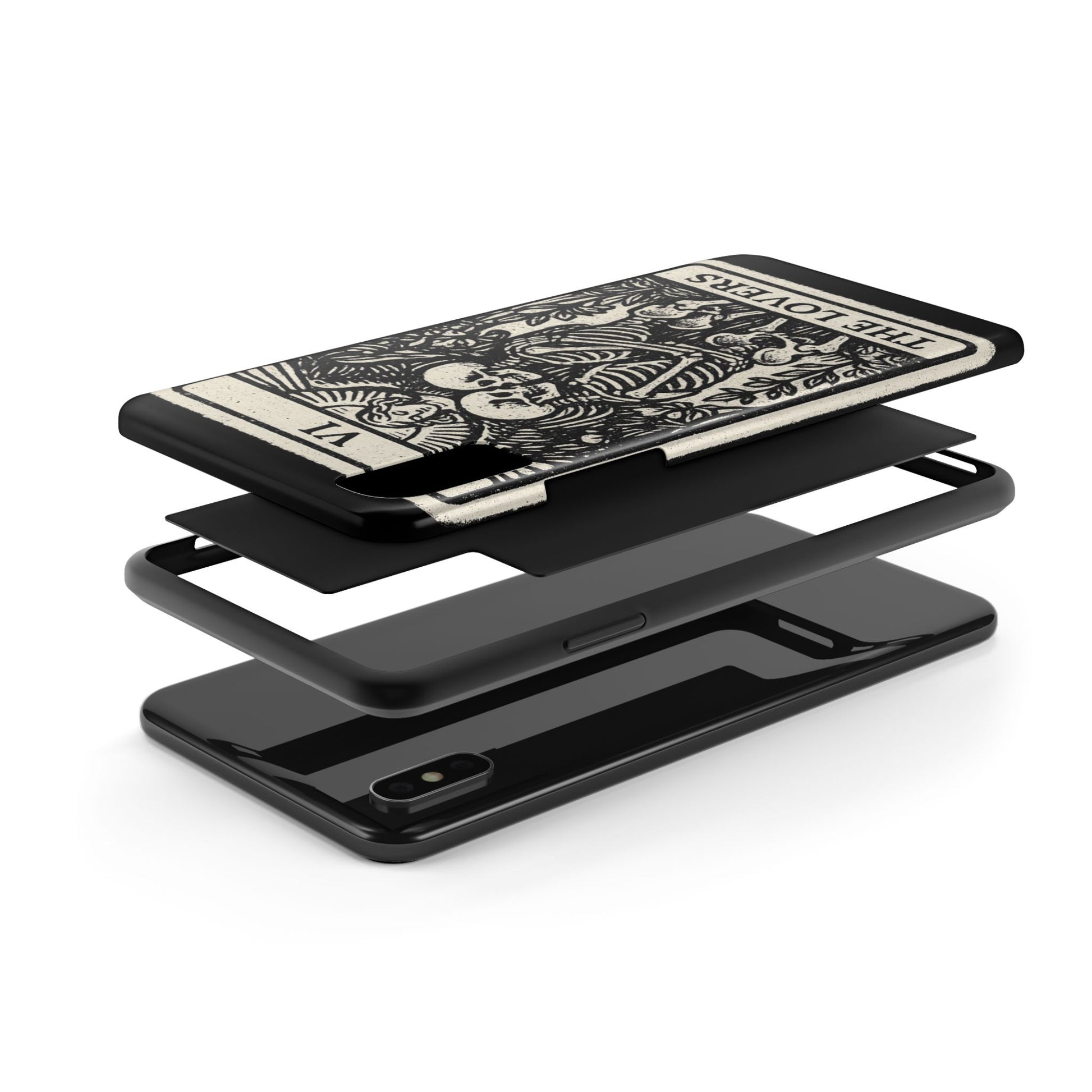 Tough Phone Case with Skeleton Lovers Design, Gothic Phone Cover, Unique Couples Gift, Halloween Accessory, Edgy Tech Design