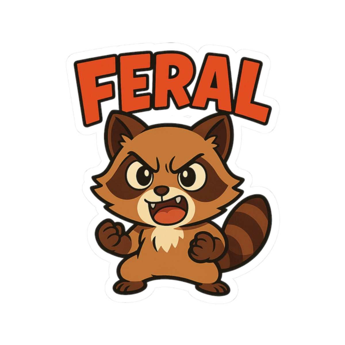 Feral Anime Raccoon Sticker – Bold, Cute, and Unhinged