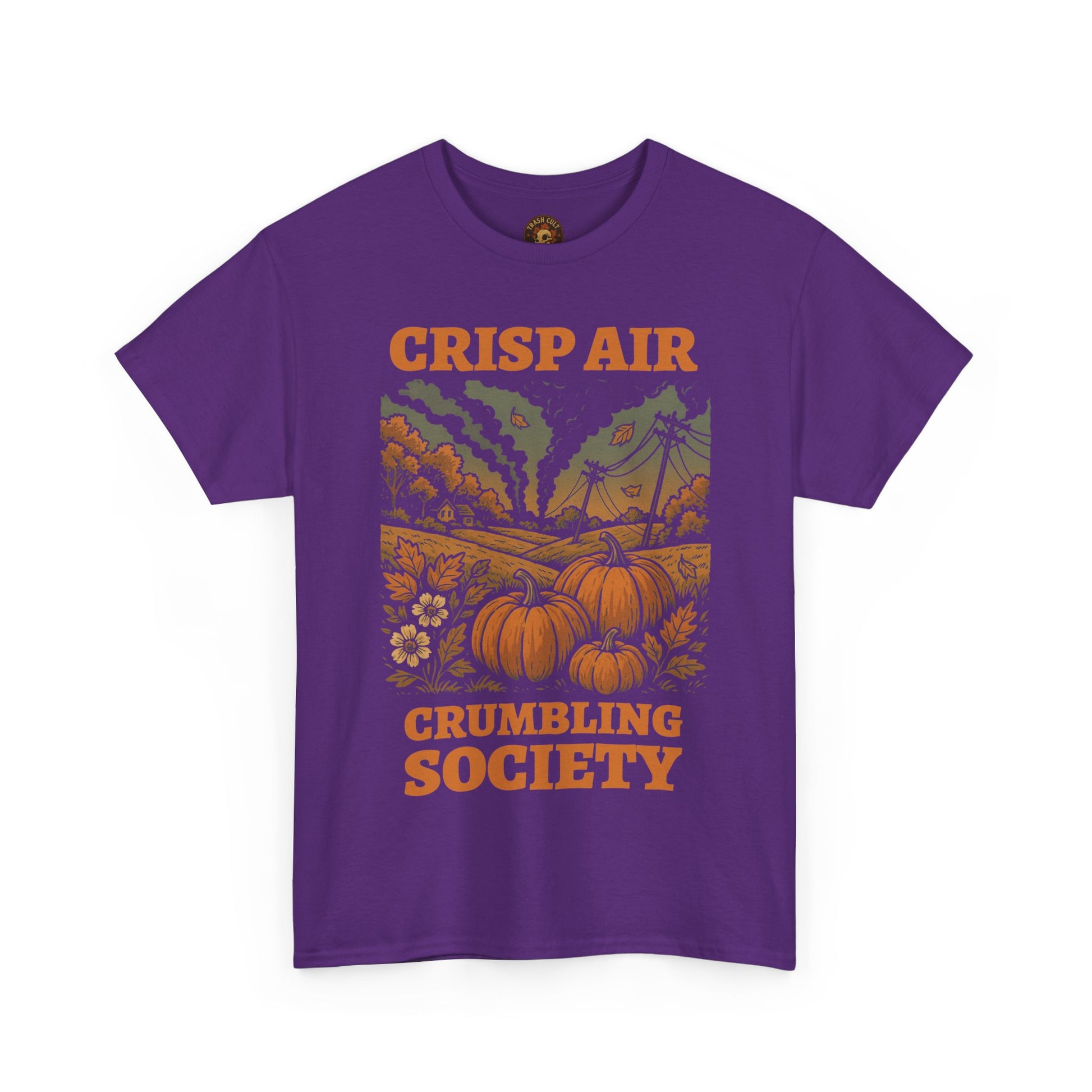 Crisp Air Crumbling Society Shirt – Dystopian Fall Pumpkin Tee – Fall of Humanity Collection – Trash Cult Supply Co.