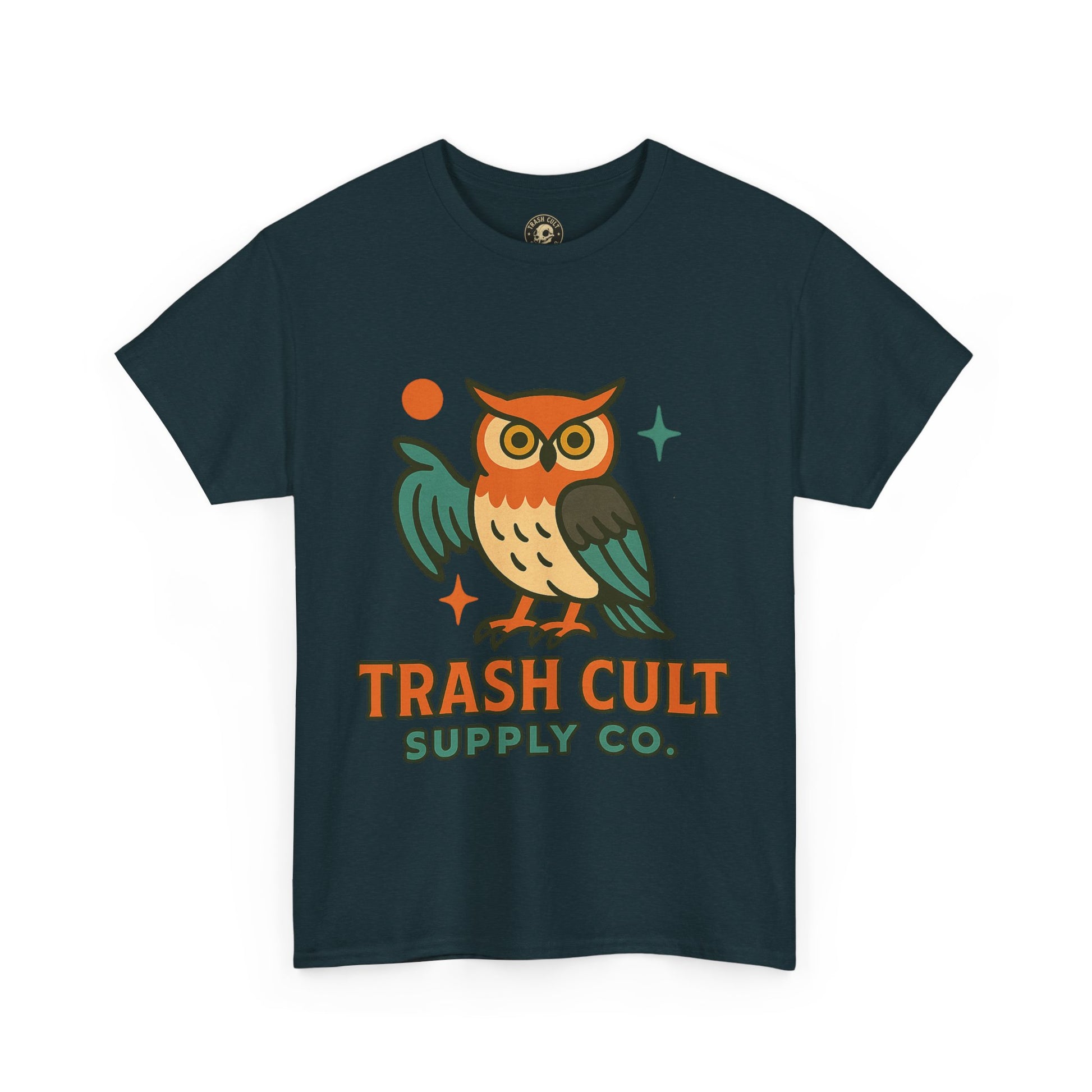 Vintage Owl Graphic Tee, Unisex Heavy Cotton Tee, Trash Cult Shirt, Nature Lover Gift, Eco-Friendly Apparel
