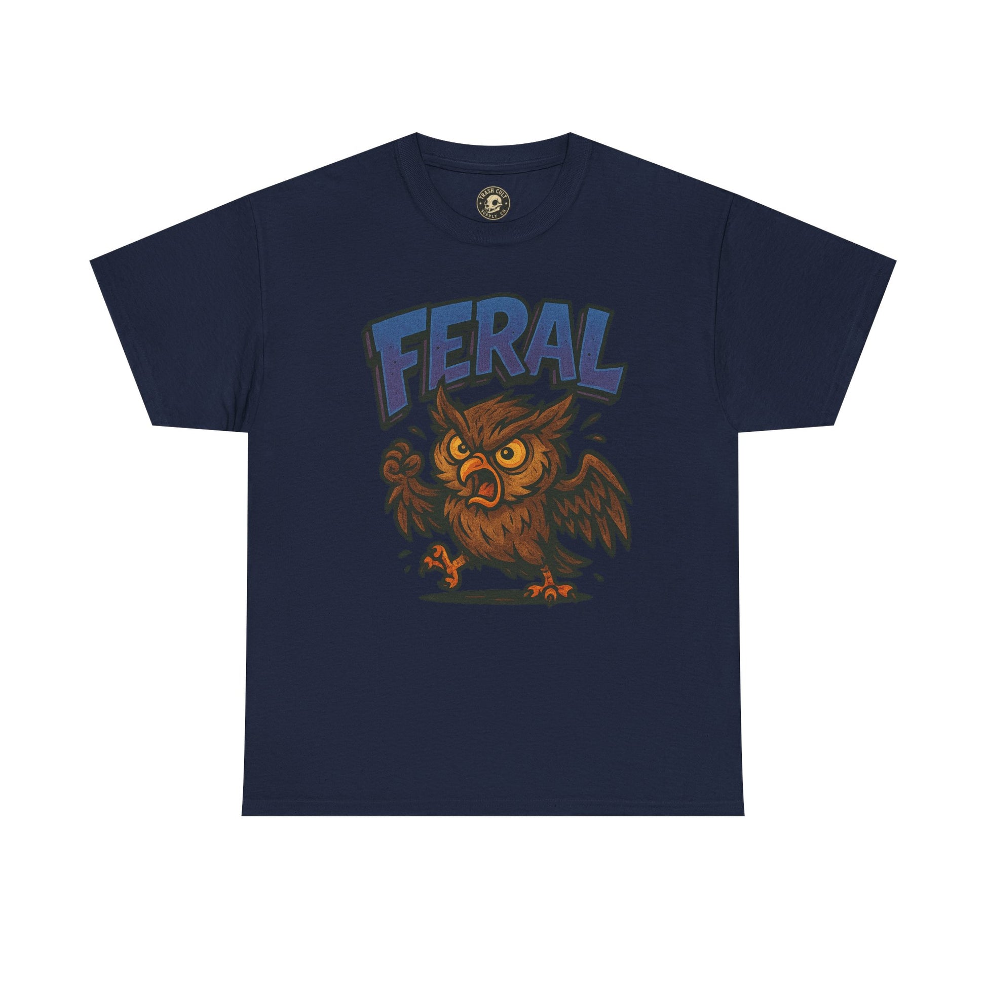 Feral Owl T-Shirt – Bold Animal Graphic Tee | Unisex Cotton Shirt for Bird Nerds & Chaos Lovers
