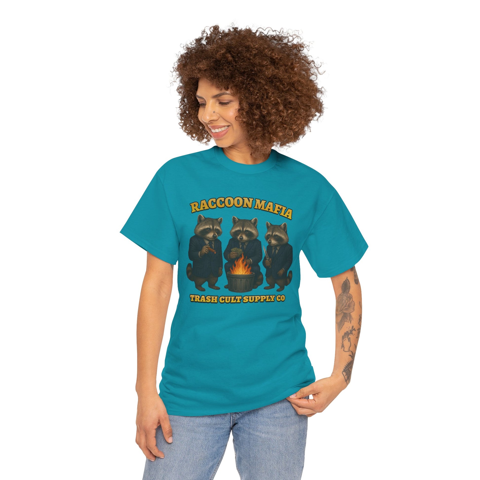 Raccoon Mafia T-Shirt – Realistic Gangster Raccoons in Suits | Trash Cult Supply Co | Gildan 5000
