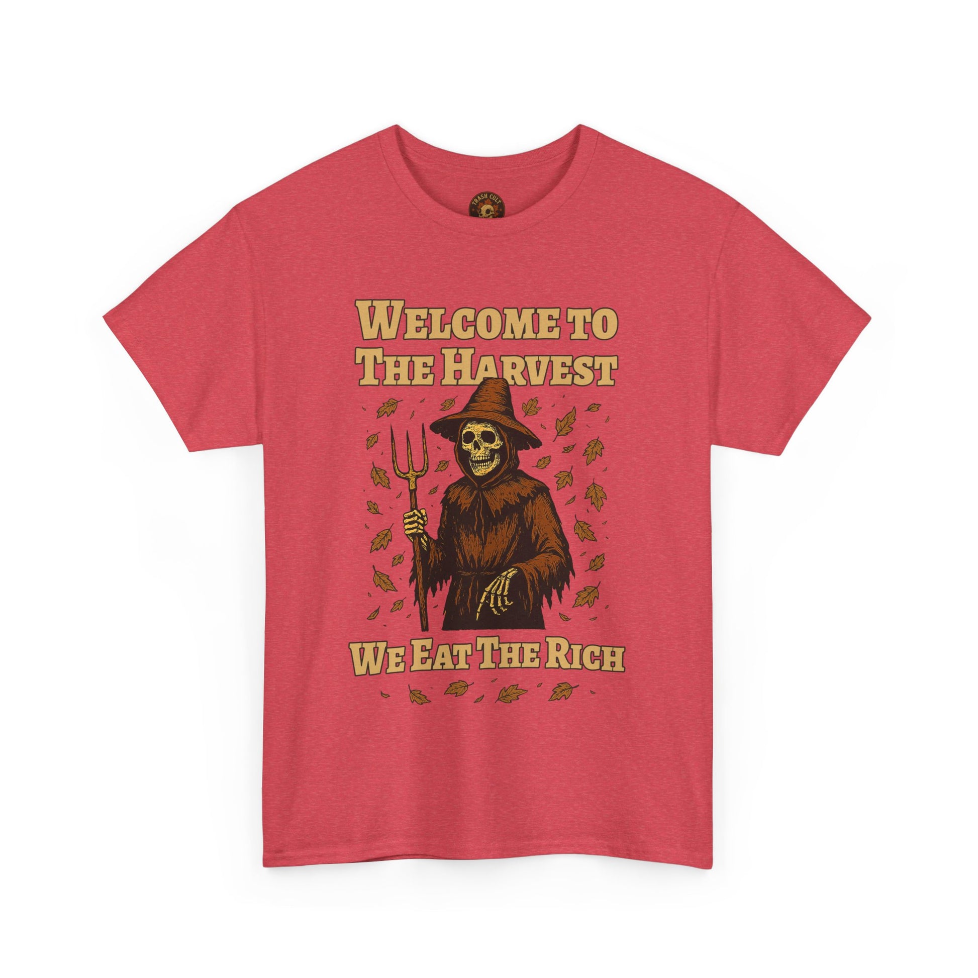 Eat the Rich Shirt – Welcome to the Harvest Skeleton Scarecrow Tee – Fall of Humanity Collection – Trash Cult Supply Co.