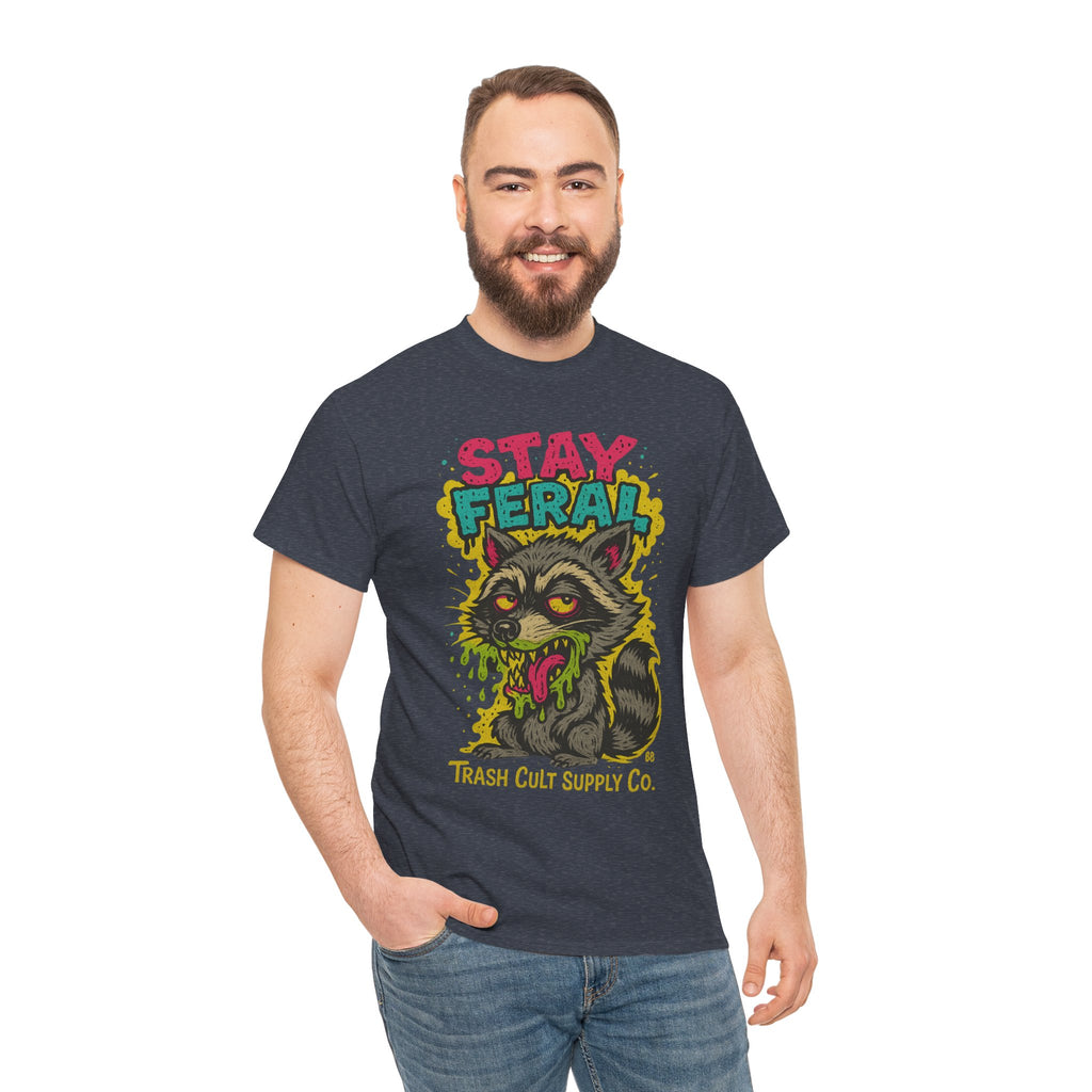 Stay Feral Raccoon Lowbrow Tee – Trash Cult Supply Co. | Gildan 5000