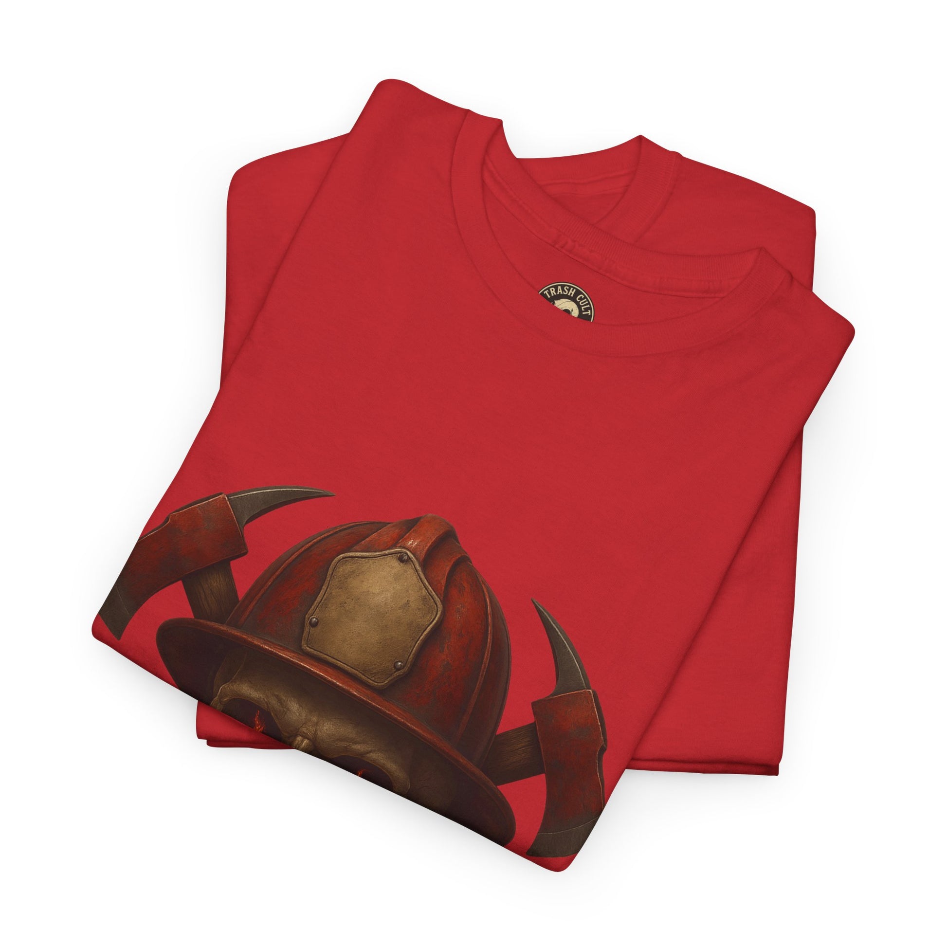 Skull Firefighter Tee, Unisex Heavy Cotton Shirt, Firefighter Gift, Halloween Costume T-Shirt, Unique Graphic Tee, Casual Wear
