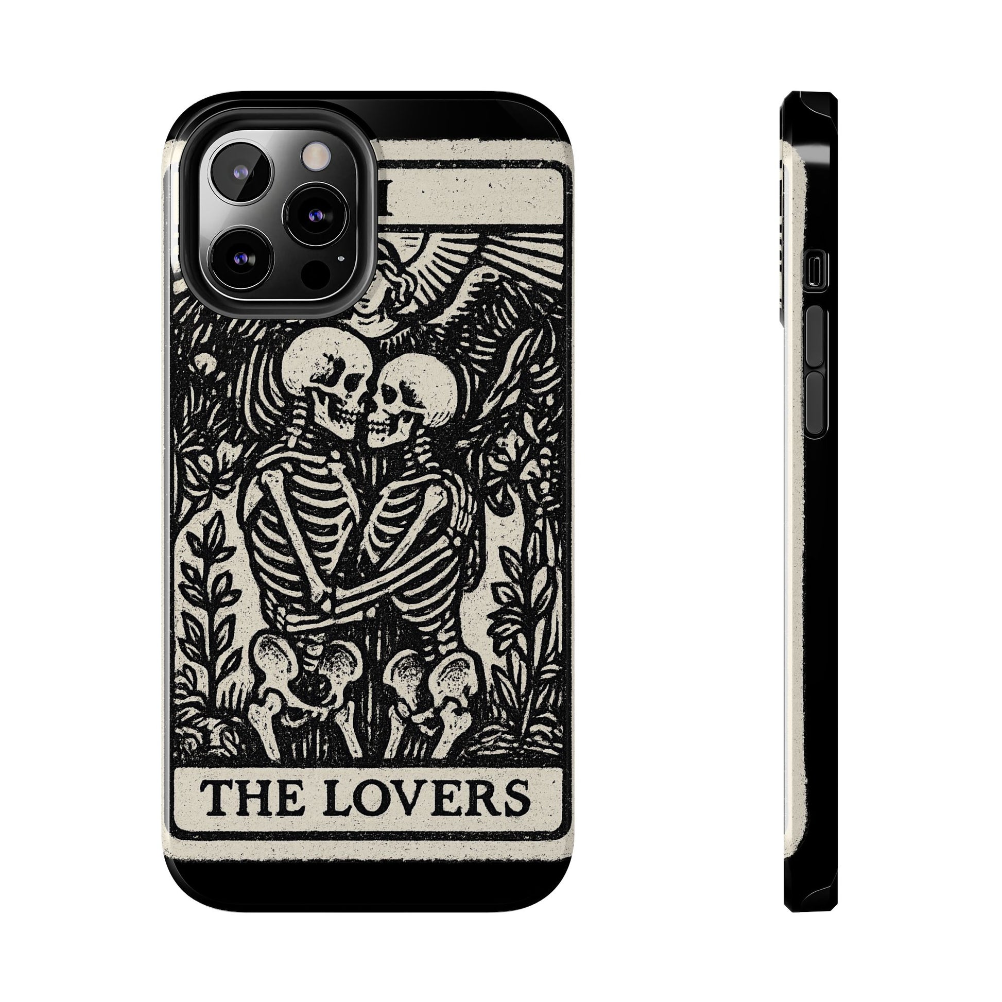 Tough Phone Case with Skeleton Lovers Design, Gothic Phone Cover, Unique Couples Gift, Halloween Accessory, Edgy Tech Design