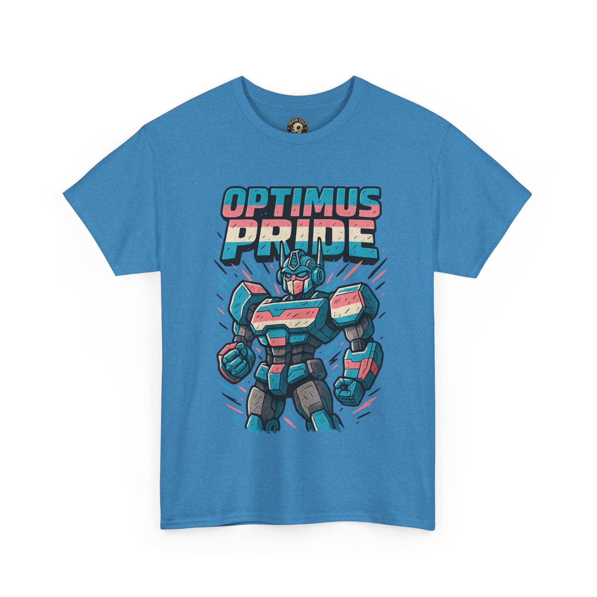 Optimus Pride T-Shirt – Funny Trans Mech LGBTQ+ Graphic Tee | Unisex Heavy Cotton Nerd Pride Shirt
