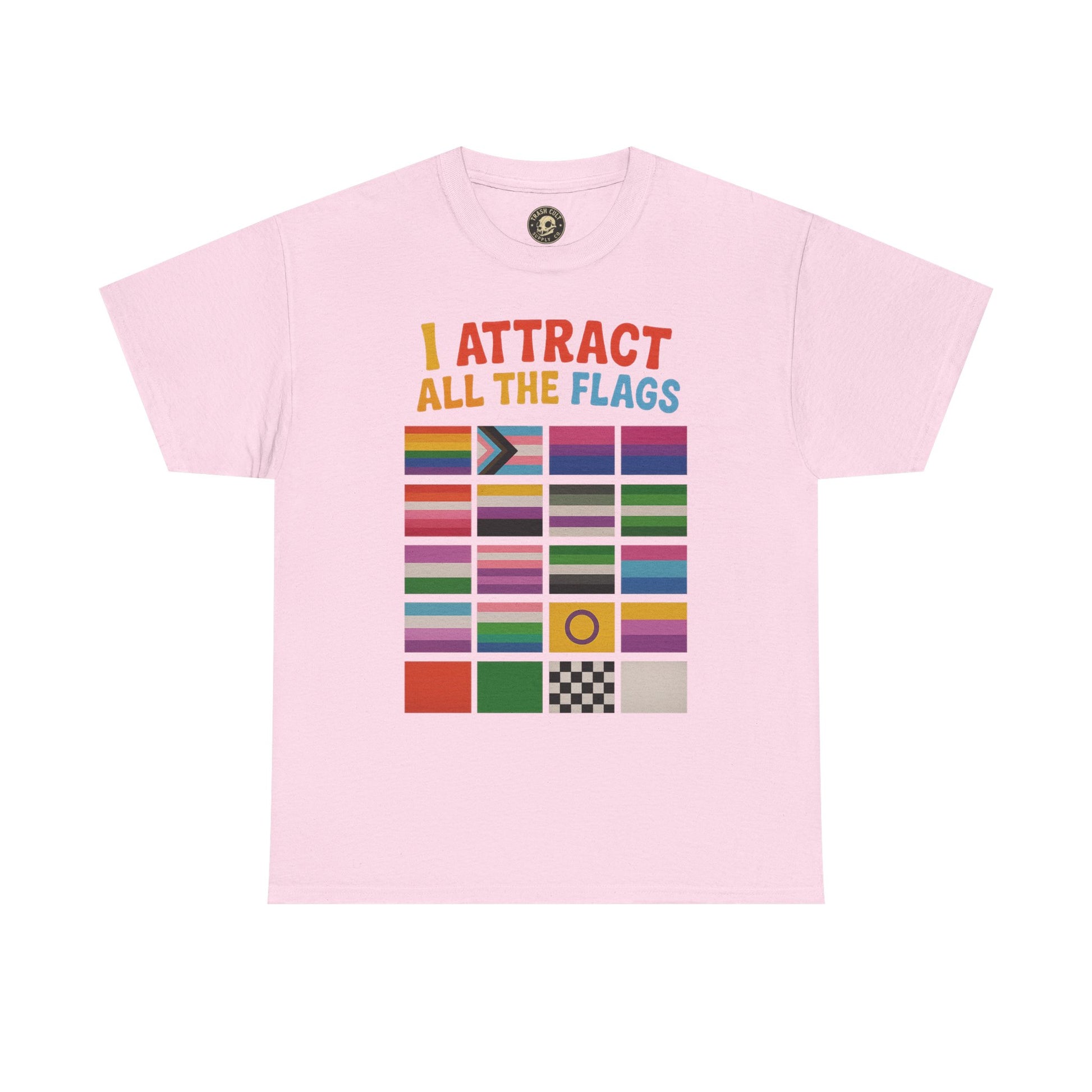 I Attract All The Flags LGBTQ Pride T-Shirt – Funny Inclusivity Shirt – Gildan 5000