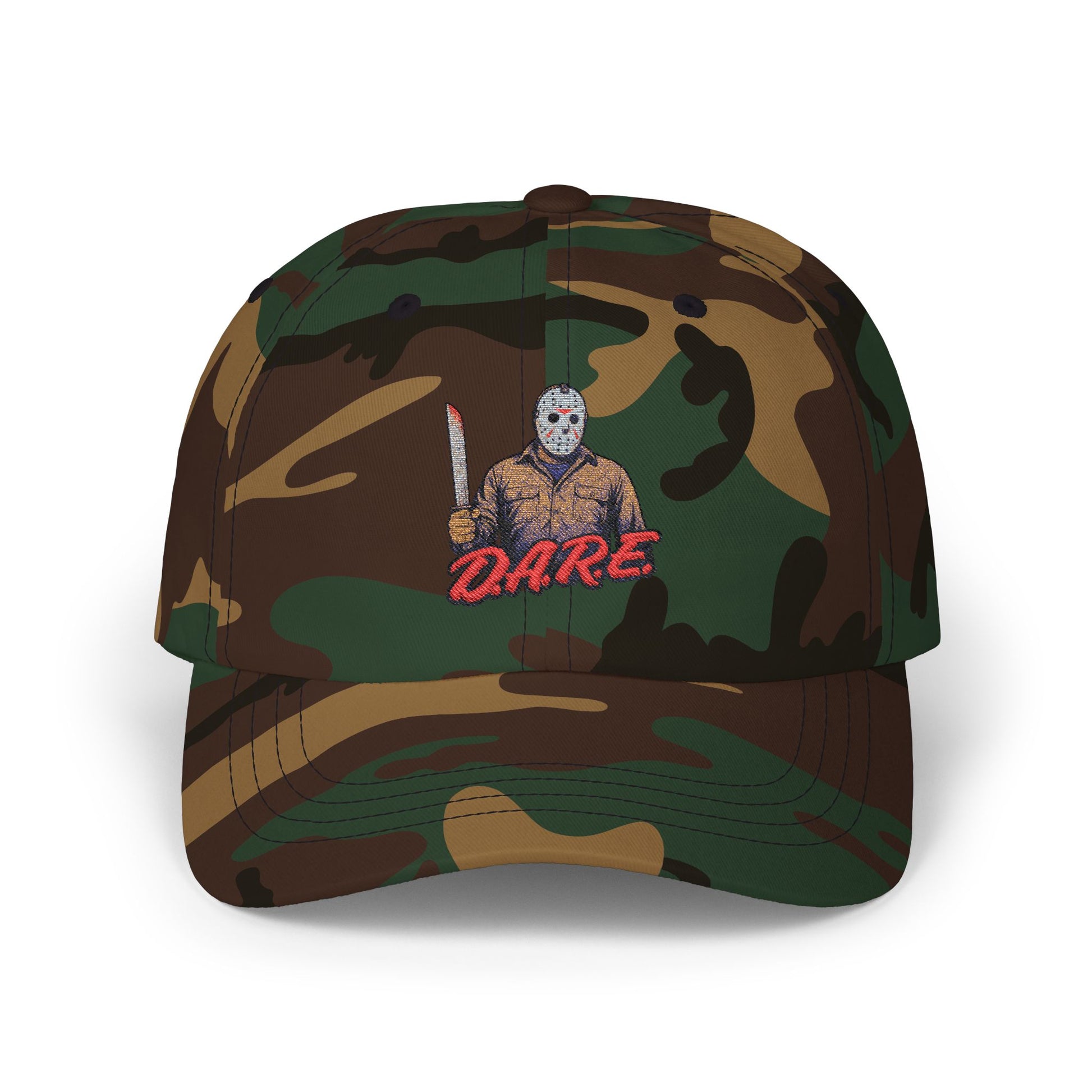 Jason Voorhees D.A.R.E. Parody Dad Hat – 80s Horror Meme Printed Cap