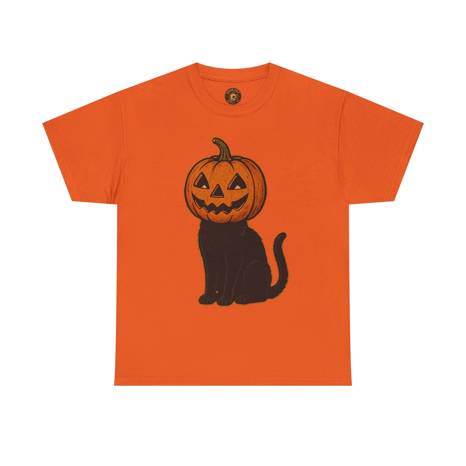 Black Cat Pumpkin Head Halloween T-Shirt – Jack O’Lantern Cat Design