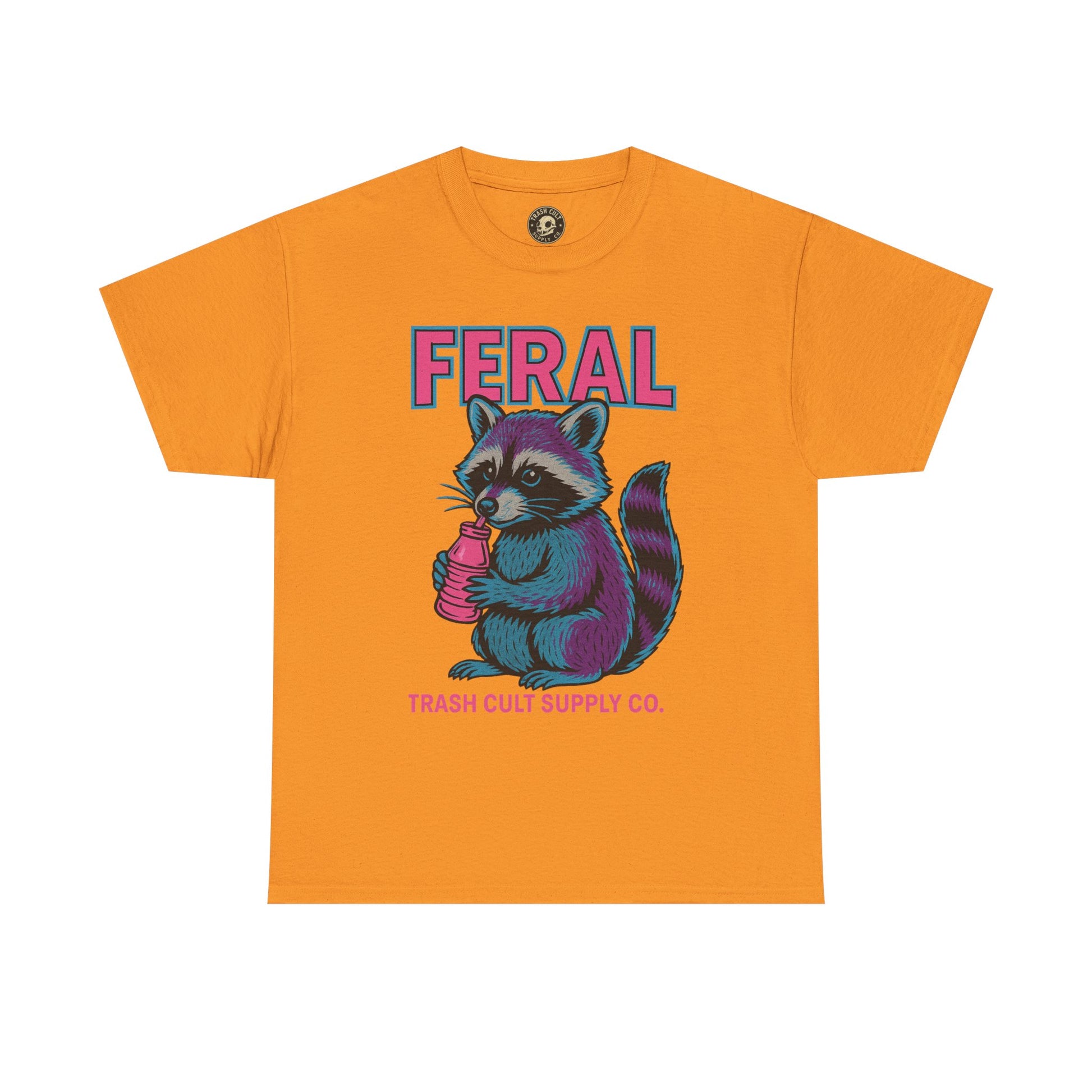 FERAL Raccoon 80s Retro Shirt – Trash Cult Supply Co. – Gildan 5000 Tee