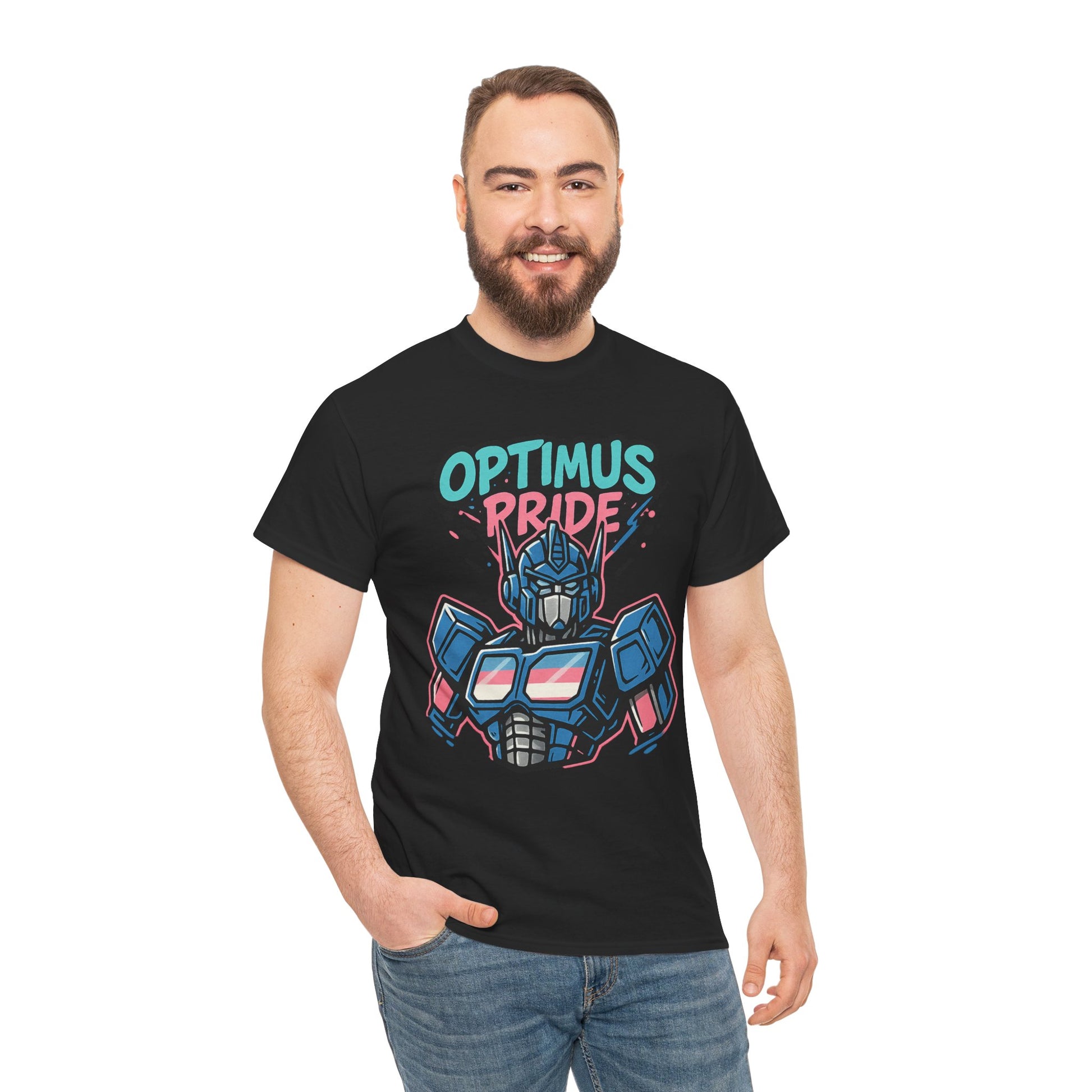 Optimus Pride T-Shirt – Trans Pride Robot Graphic Tee | Gildan 5000 Unisex Shirt