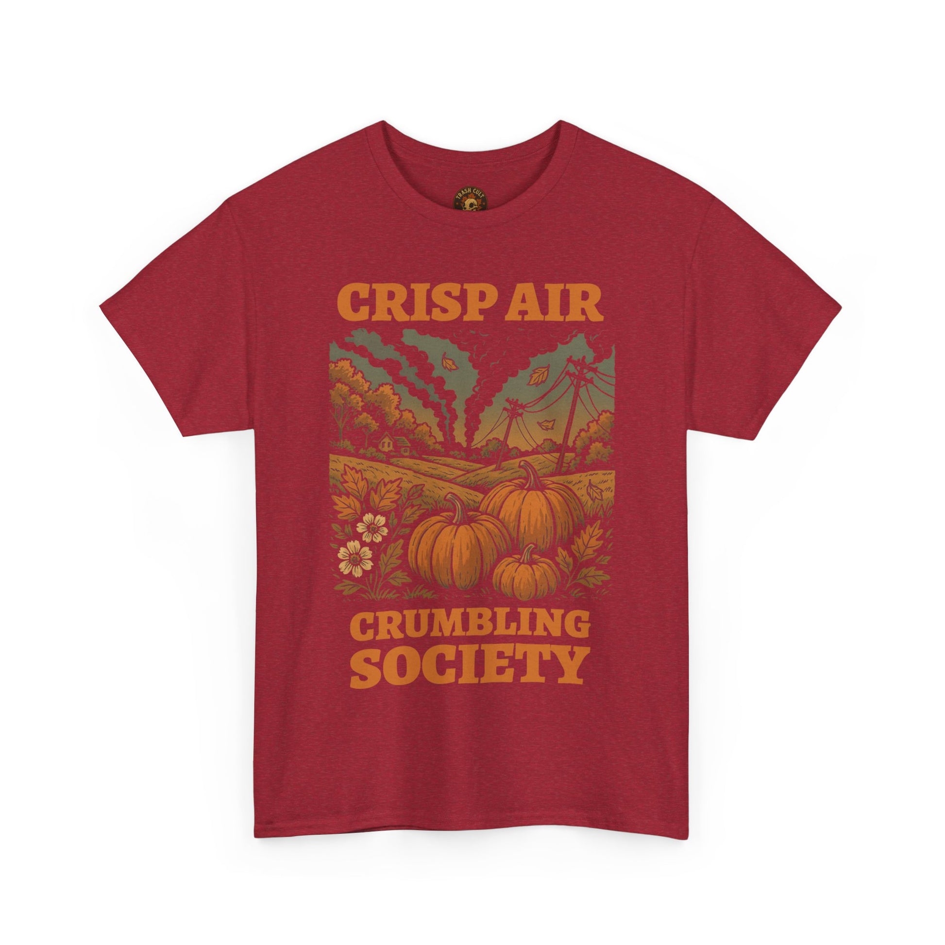 Crisp Air Crumbling Society Shirt – Dystopian Fall Pumpkin Tee – Fall of Humanity Collection – Trash Cult Supply Co.