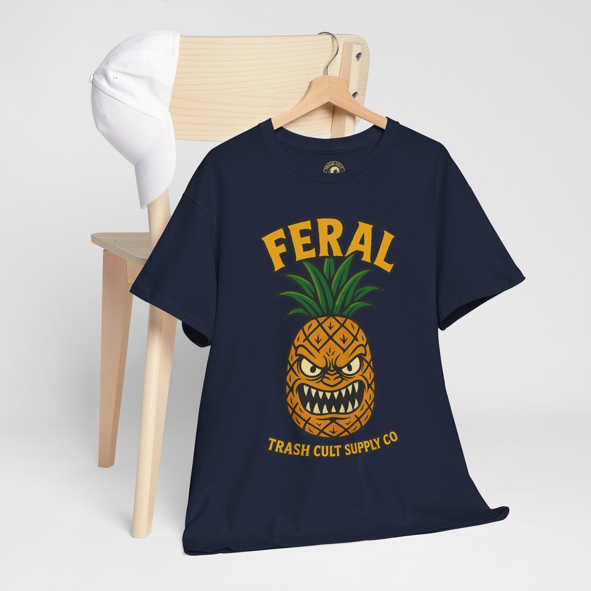 Feral Evil Pineapple Shirt – Aggressive Fruit Trashcore Tee – Gildan 5000 Unisex