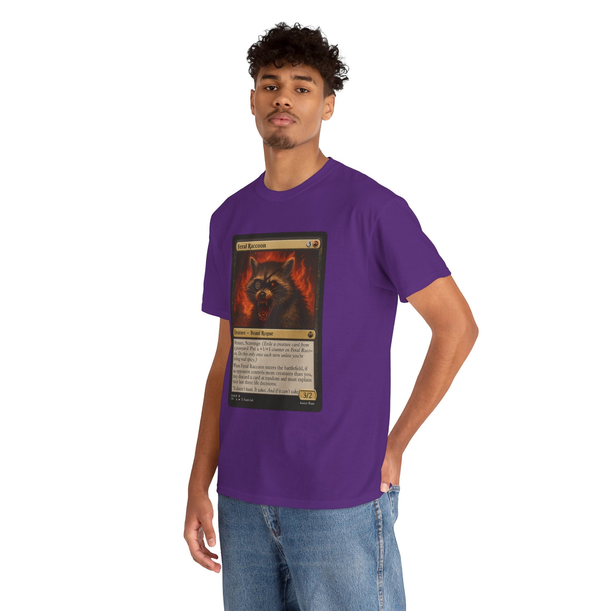 Feral Raccoon Magic Card Shirt – MTG-Inspired Beast Rogue Tee, Trash Cult Creature Card, Gildan 5000 Unisex T-Shirt