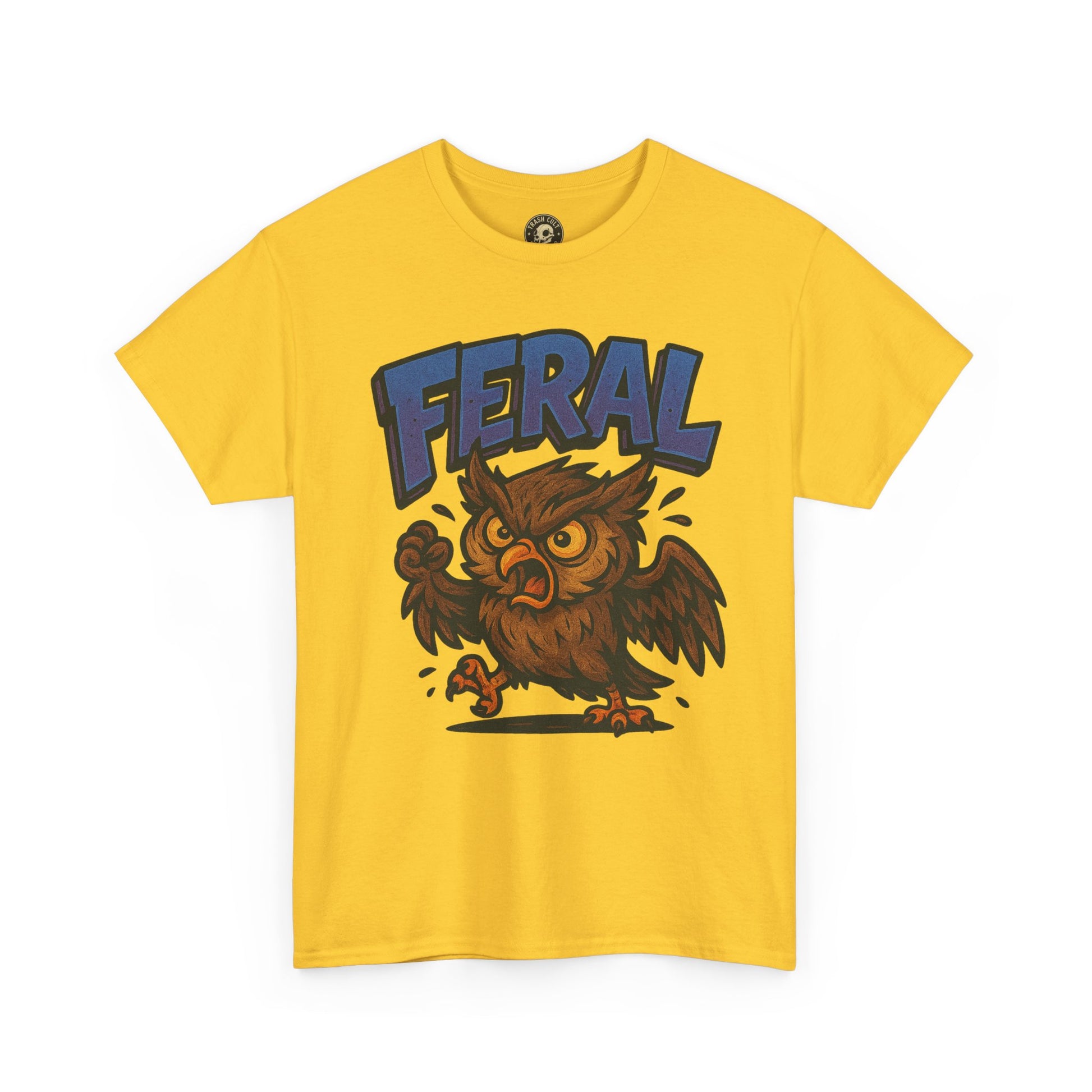 Feral Owl T-Shirt – Bold Animal Graphic Tee | Unisex Cotton Shirt for Bird Nerds & Chaos Lovers