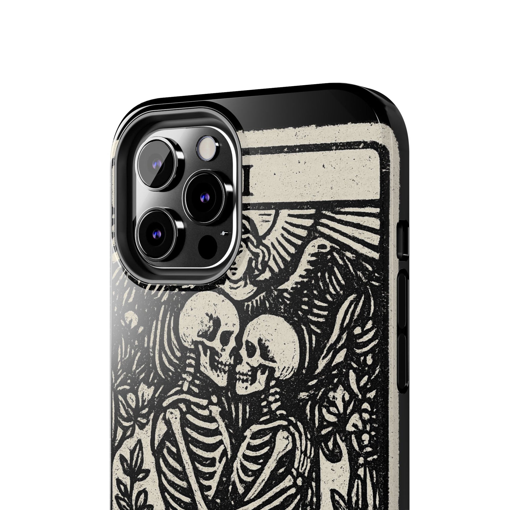 Tough Phone Case with Skeleton Lovers Design, Gothic Phone Cover, Unique Couples Gift, Halloween Accessory, Edgy Tech Design