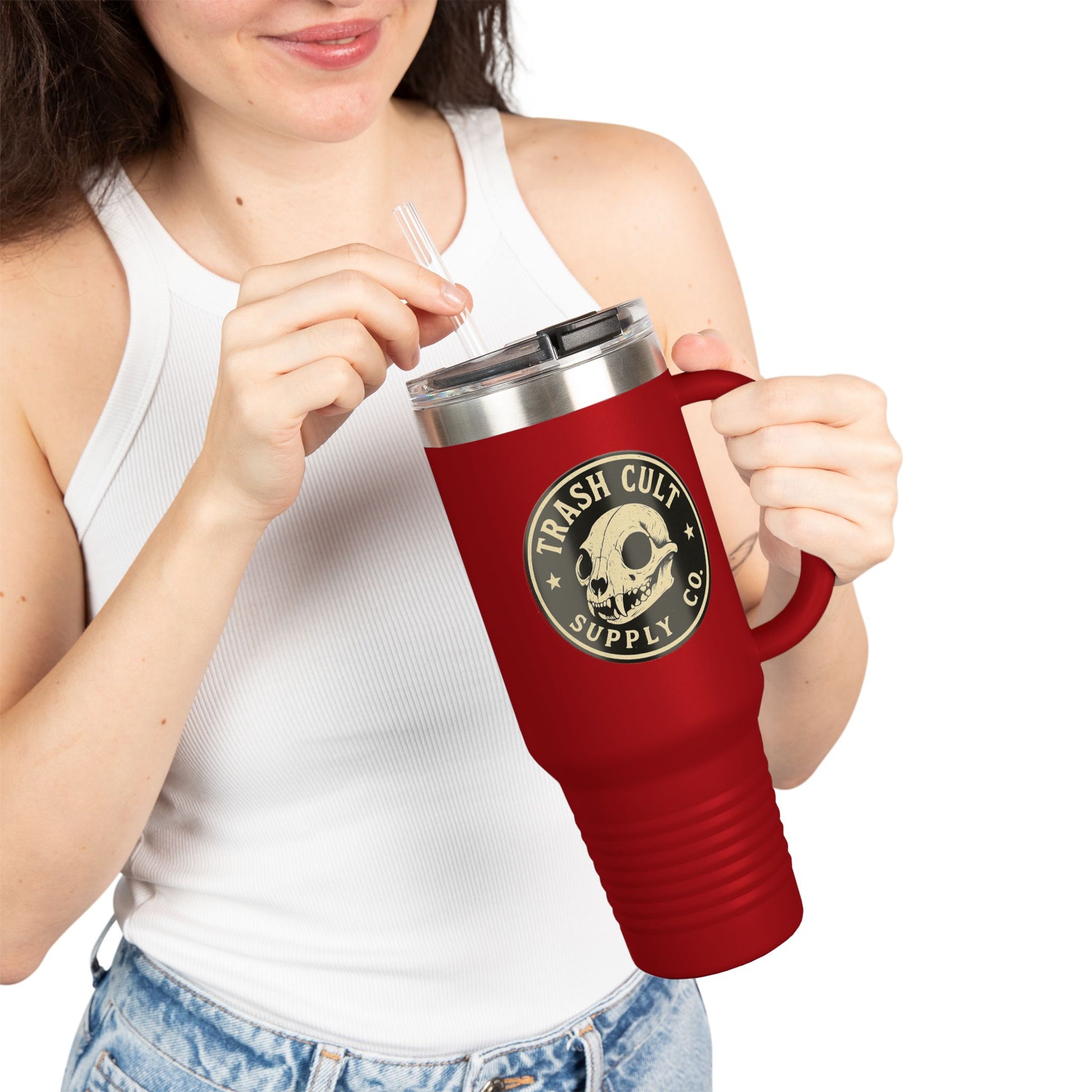 40oz Insulated Travel Mug with Handle – Leak-Proof Stainless Steel Tumbler for Hot & Cold Drinks | Trash Cult / FERAL Edition