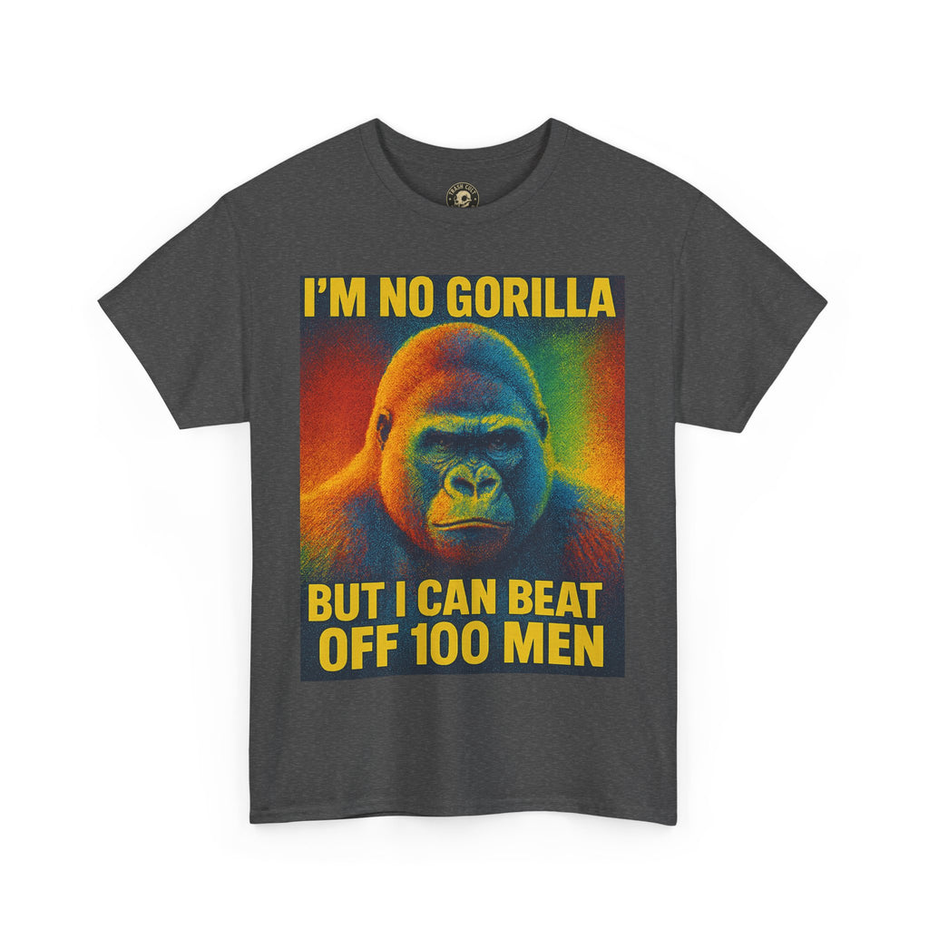 I’m No Gorilla But I Can Beat Off 100 Men Shirt – Multicolor Halftone Gorilla Tee on Gildan 5000