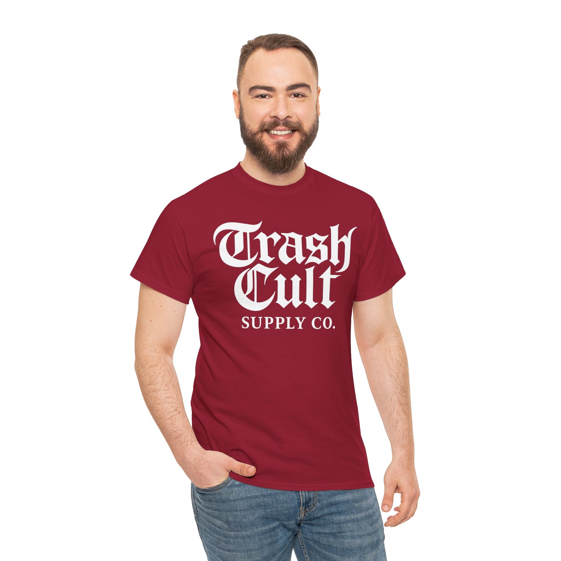 Trash Cult Gothic Logo Shirt – White Cyber Gothic Print on Gildan 5000