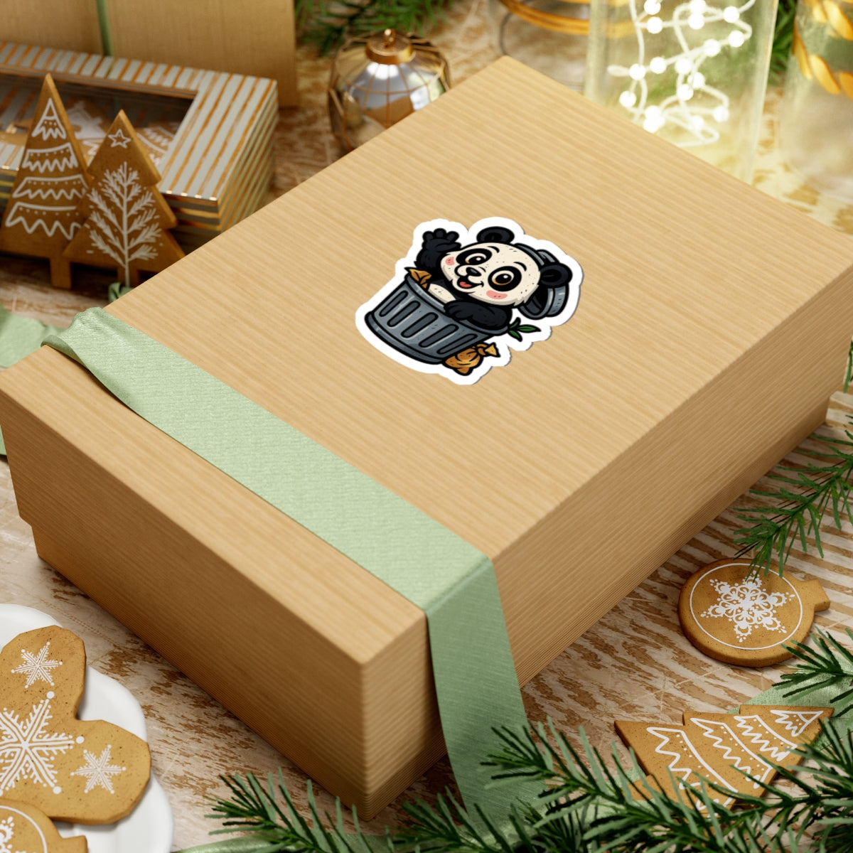 Cute Panda Garbage Kiss-Cut Stickers, Fun Laptop Decals, Adorable Gifts for Kids, Kawaii Decor, Animal Lover Stickers