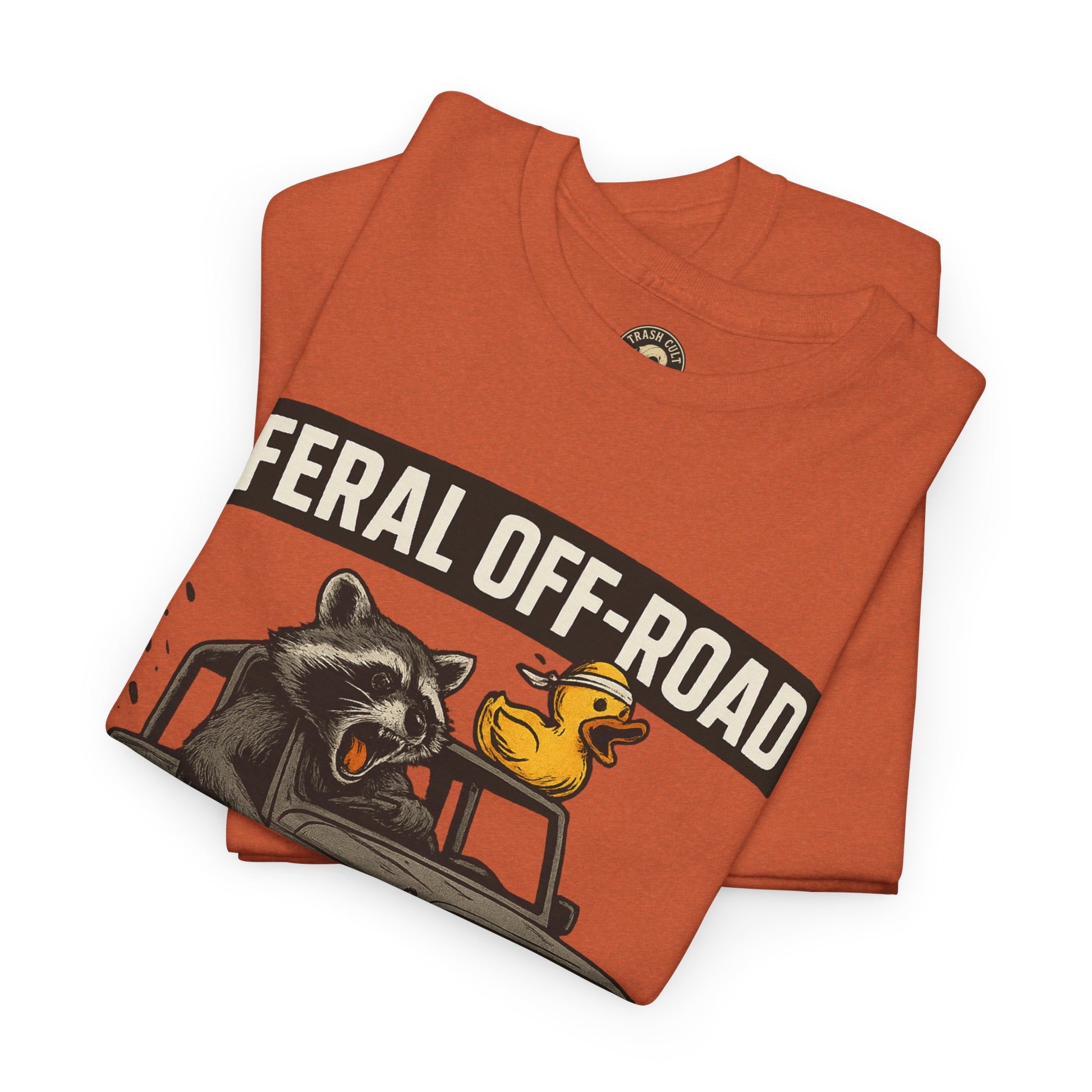 Feral Off-Road Raccoon Jeep Shirt – Mud Slinging Chaos | Trash Cult Supply Co | Gildan 5000 Tee