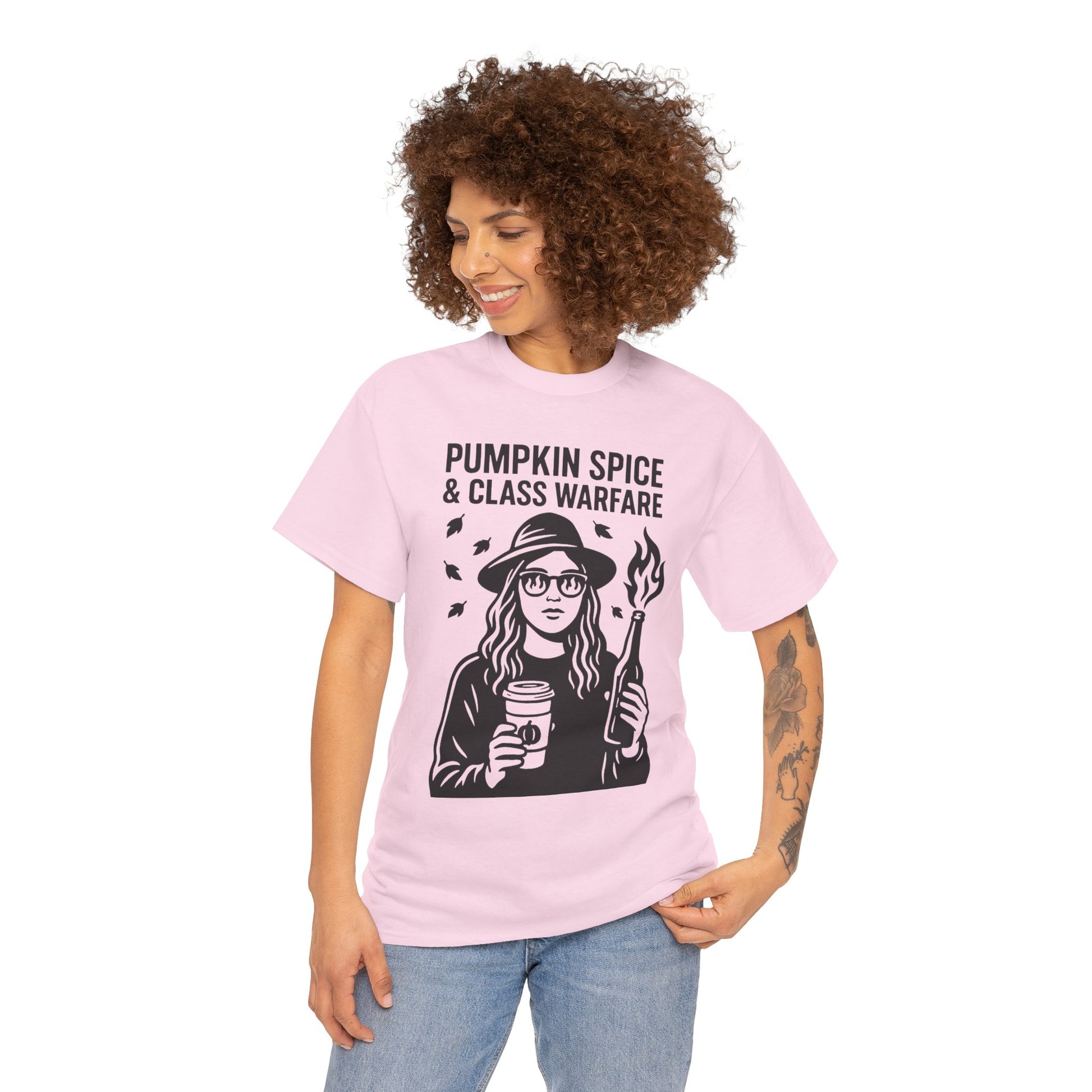 Pumpkin Spice & Class Warfare Shirt – Fall Riot Girl Graphic Tee – Fall of Humanity Collection – Trash Cult Supply Co.