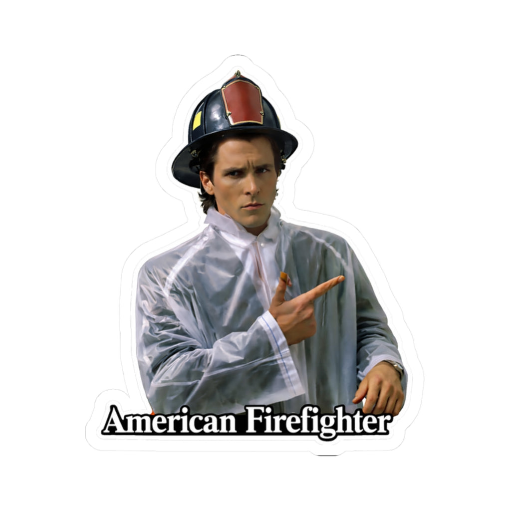 American Firefighter Kiss-Cut Sticker — Retro Fireman Laptop Decal