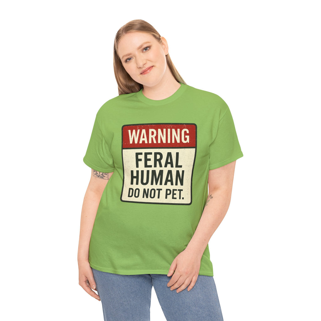 Warning Feral Human Tee: Unisex Humorous Cotton Shirt, Gift for Animal Lovers, Funny Tee, Unique Statement Apparel, Casual Wear, [...]
