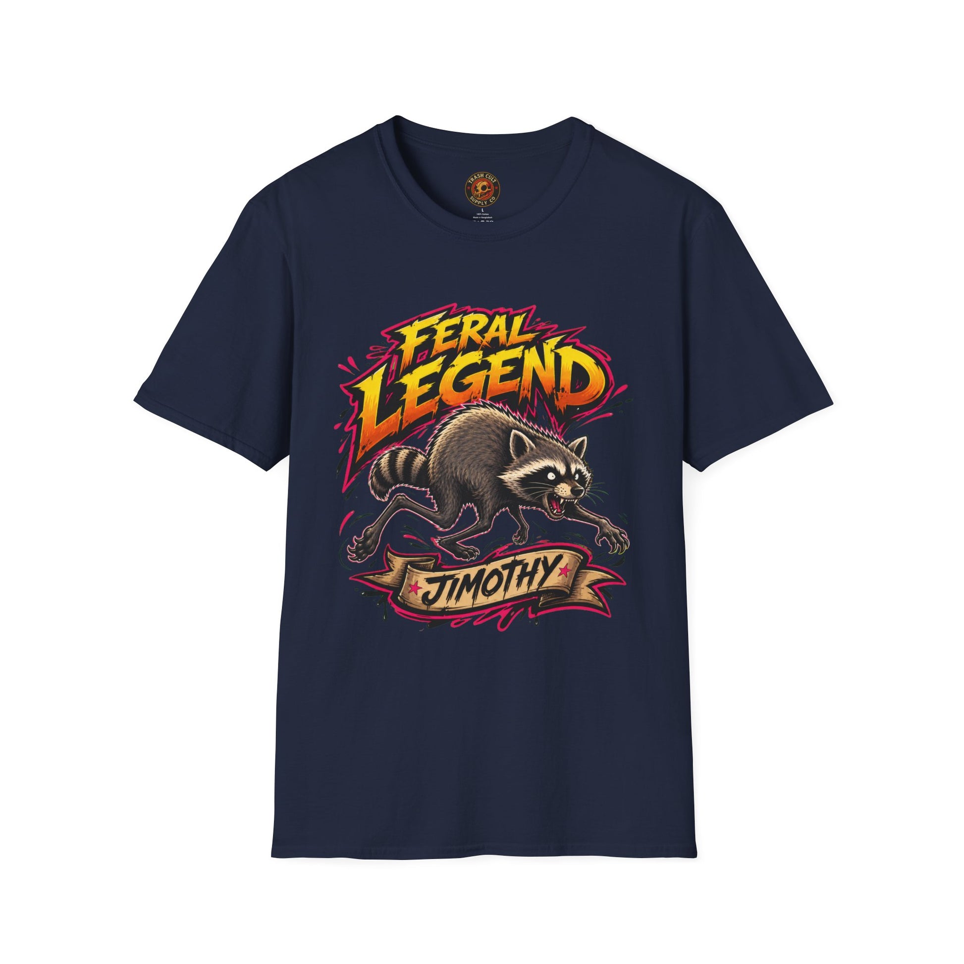Feral Legend Raccoon Jimothy T-Shirt — Bold Graphic Tee
