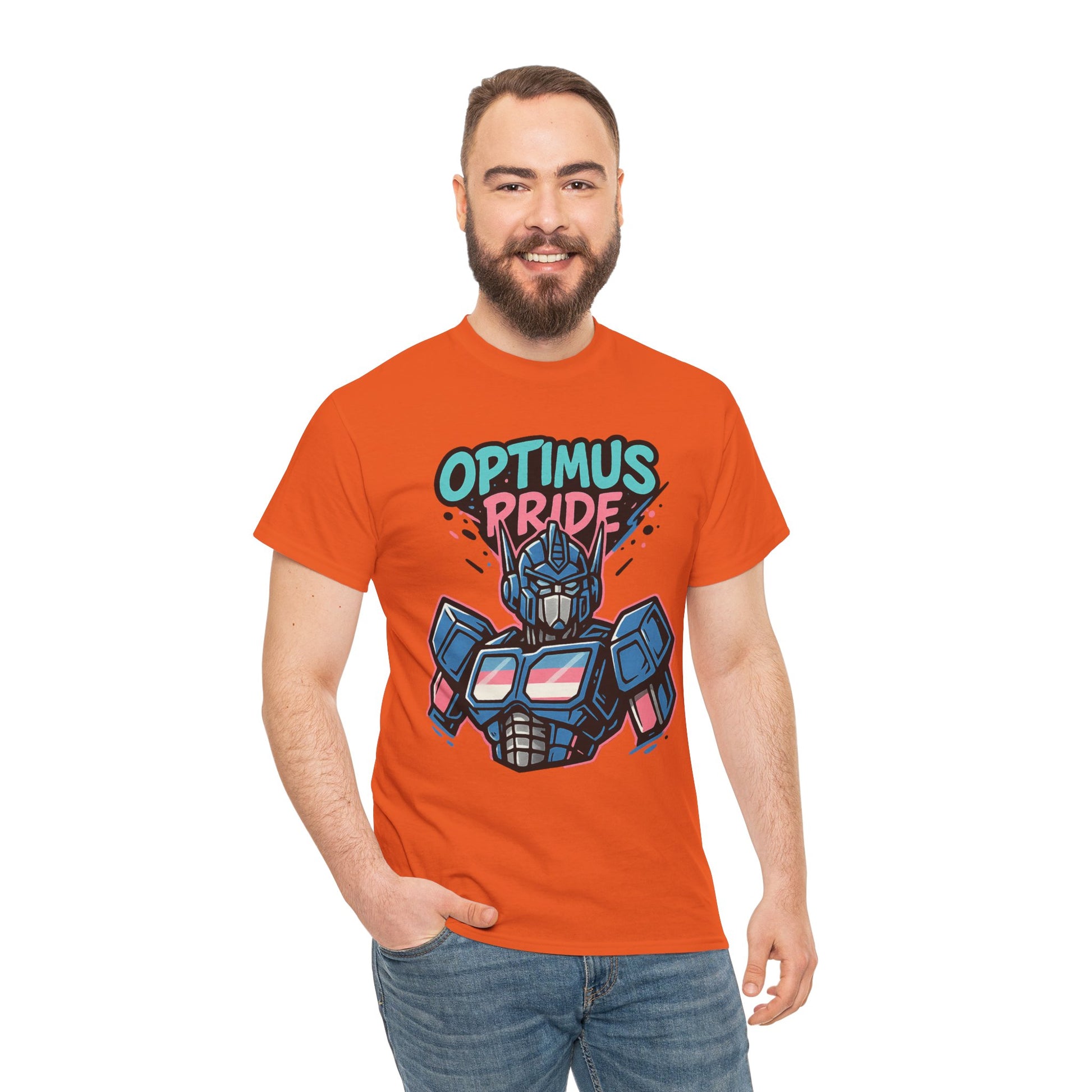 Optimus Pride T-Shirt – Trans Pride Robot Graphic Tee | Gildan 5000 Unisex Shirt