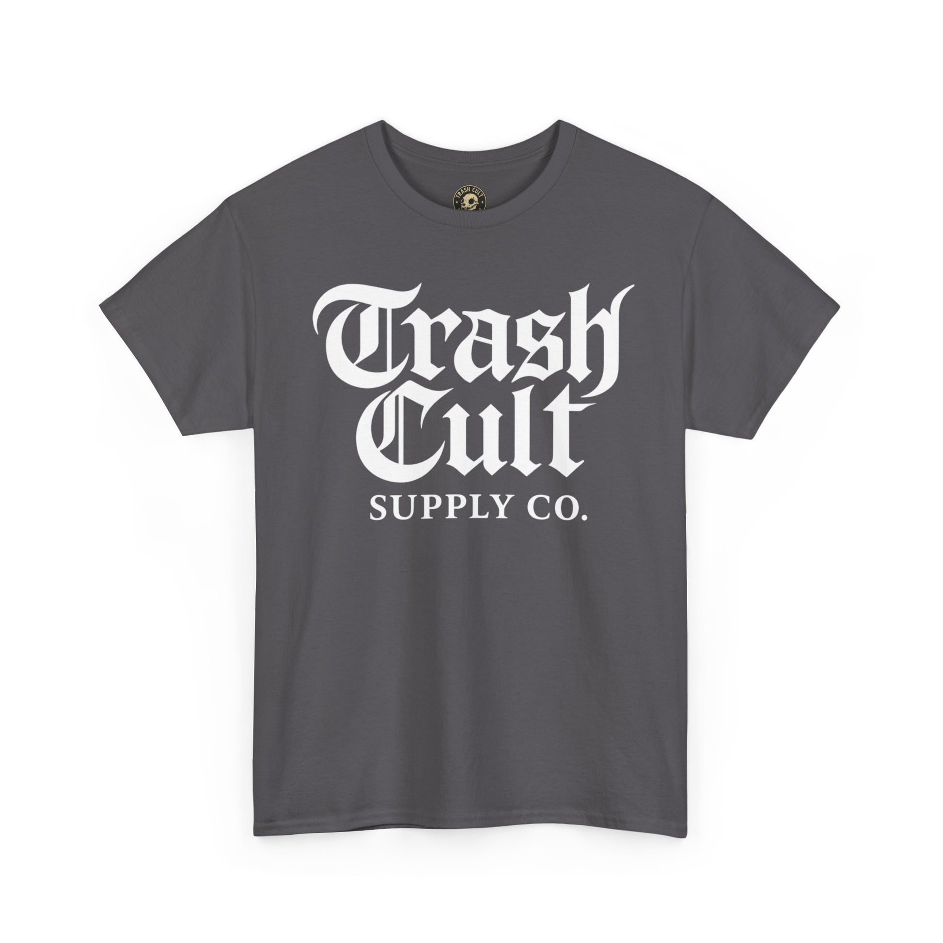 Trash Cult Gothic Logo Shirt – White Cyber Gothic Print on Gildan 5000