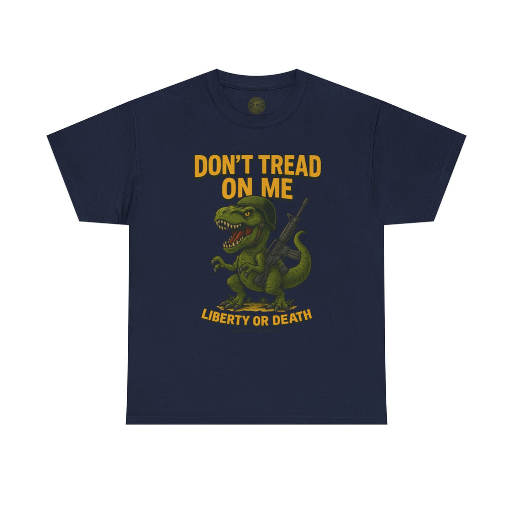 Don’t Tread On Me T-Rex T-Shirt – Liberty or Death Graphic | Trash Cult Supply Co. | Gildan 5000 Heavy Cotton