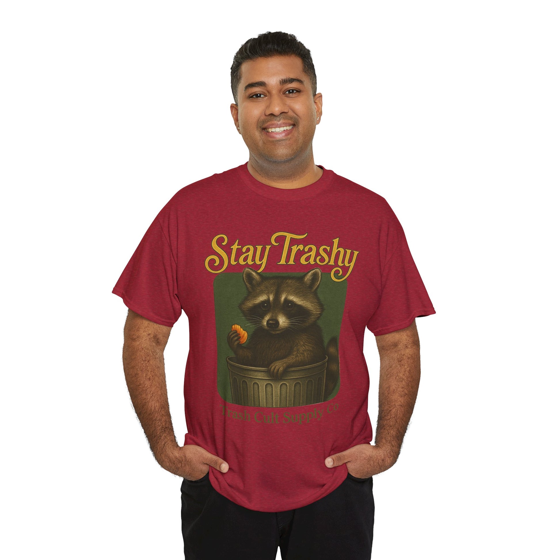 Stay Trashy Raccoon T-Shirt – Vintage-Style Cute Trash Panda | Trash Cult Supply Co | Gildan 5000