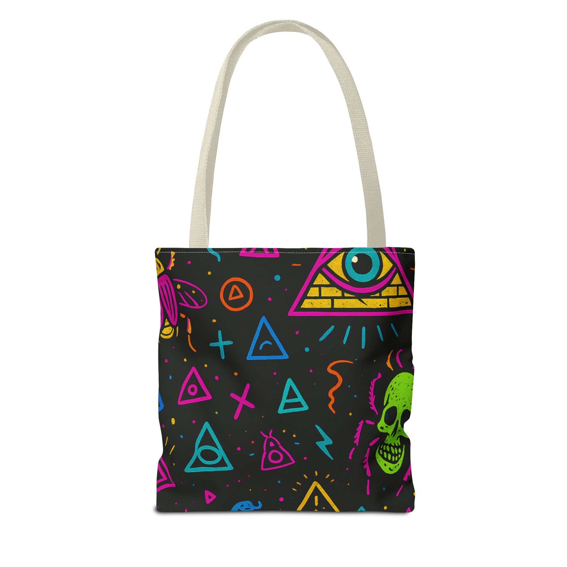 Illuminasty Drop Neon Tote Bag – All-Seeing Eye, Skulls & Symbols | Trash Cult Supply Co.