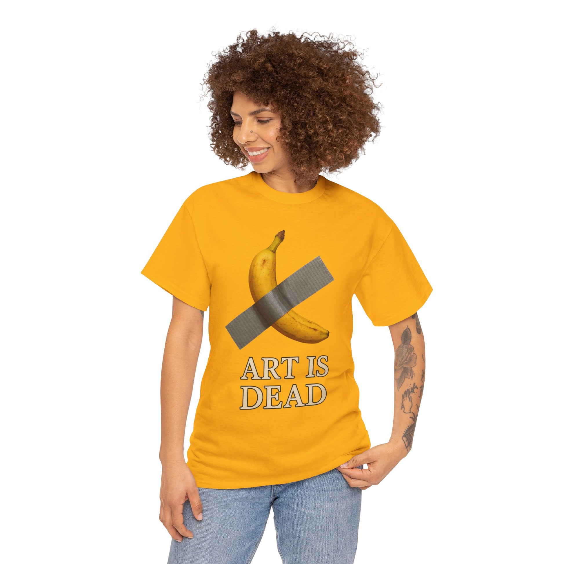 “ART IS DEAD” Banana Duct Tape Meme Tee – Satirical Art Parody Shirt by Trash Cult Supply Co.