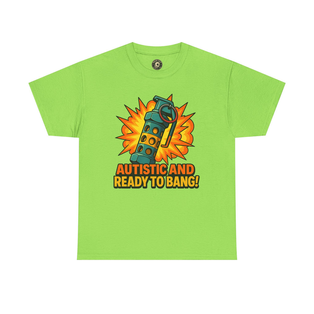 Autistic and Ready to Bang! Unisex Heavy Cotton Tee | Fun Graphic Tee, Autistic Pride, Gift for Autism Awareness, Casual Wear