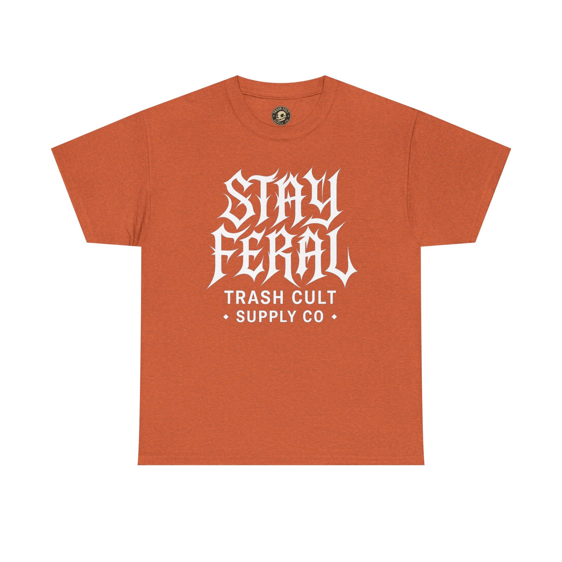 Unisex Heavy Cotton Tee - Stay Feral Graphic Tee, Streetwear Shirt, Gift for Wild Spirits, Eco-Friendly Casualwear, Summer Fashion