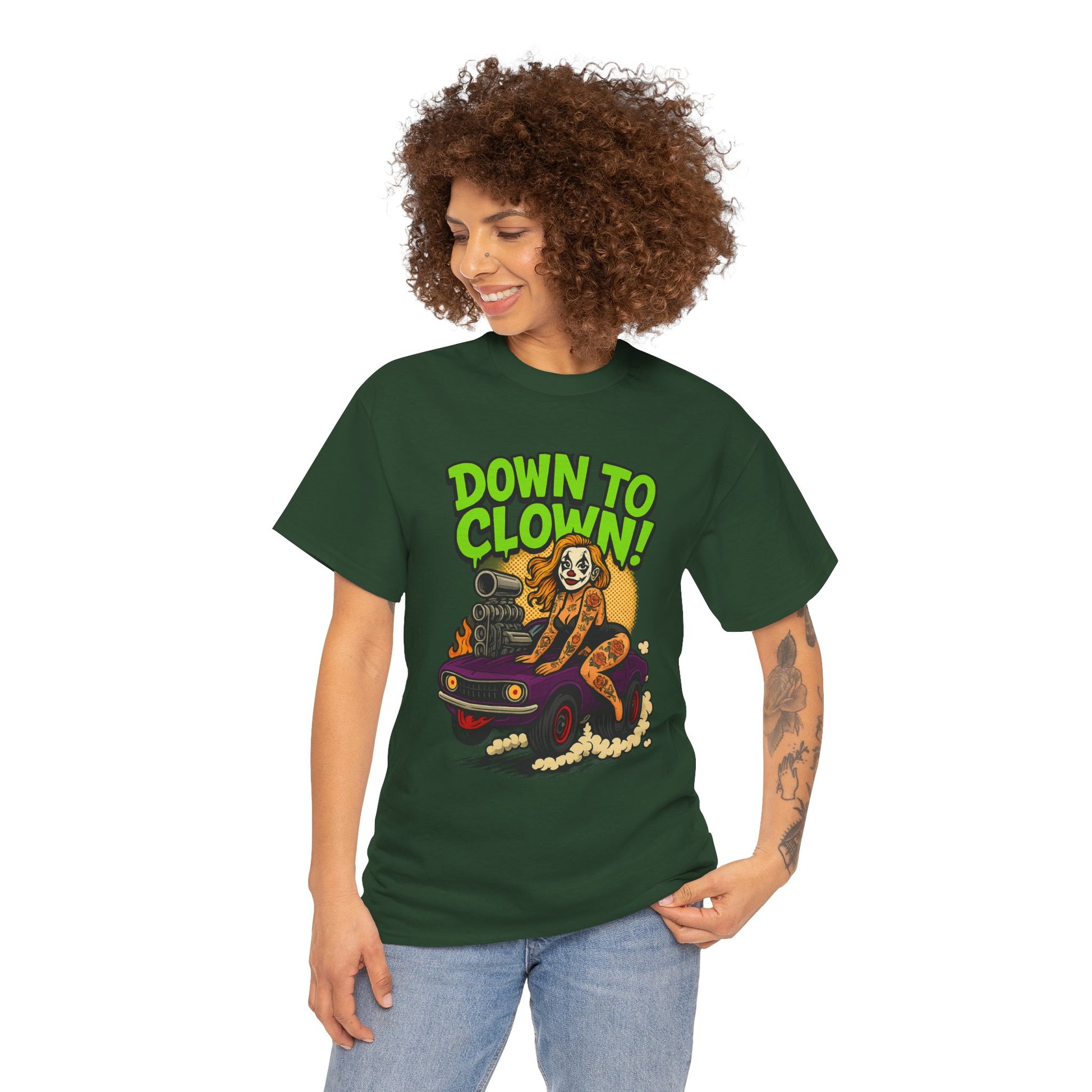 Unisex Graphic Tee | Down to Clown T-Shirt, Fun Statement Shirt, Casual Wear, Gift for Friends, Festivals, Halloween