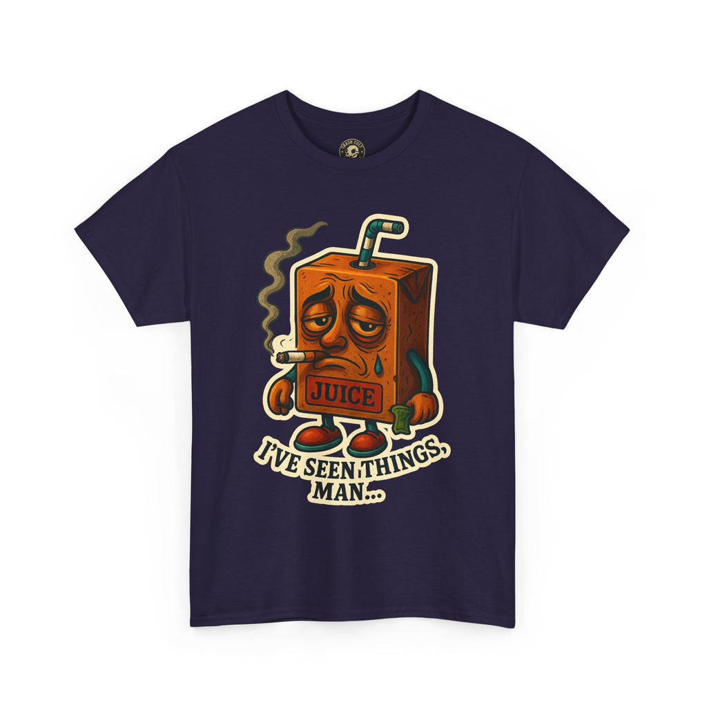 Juice Box Graphic Tee - I've Seen Things Man, Funny T-Shirt, Gift for Friends, Unisex Cotton Tee, Humor Merchandise